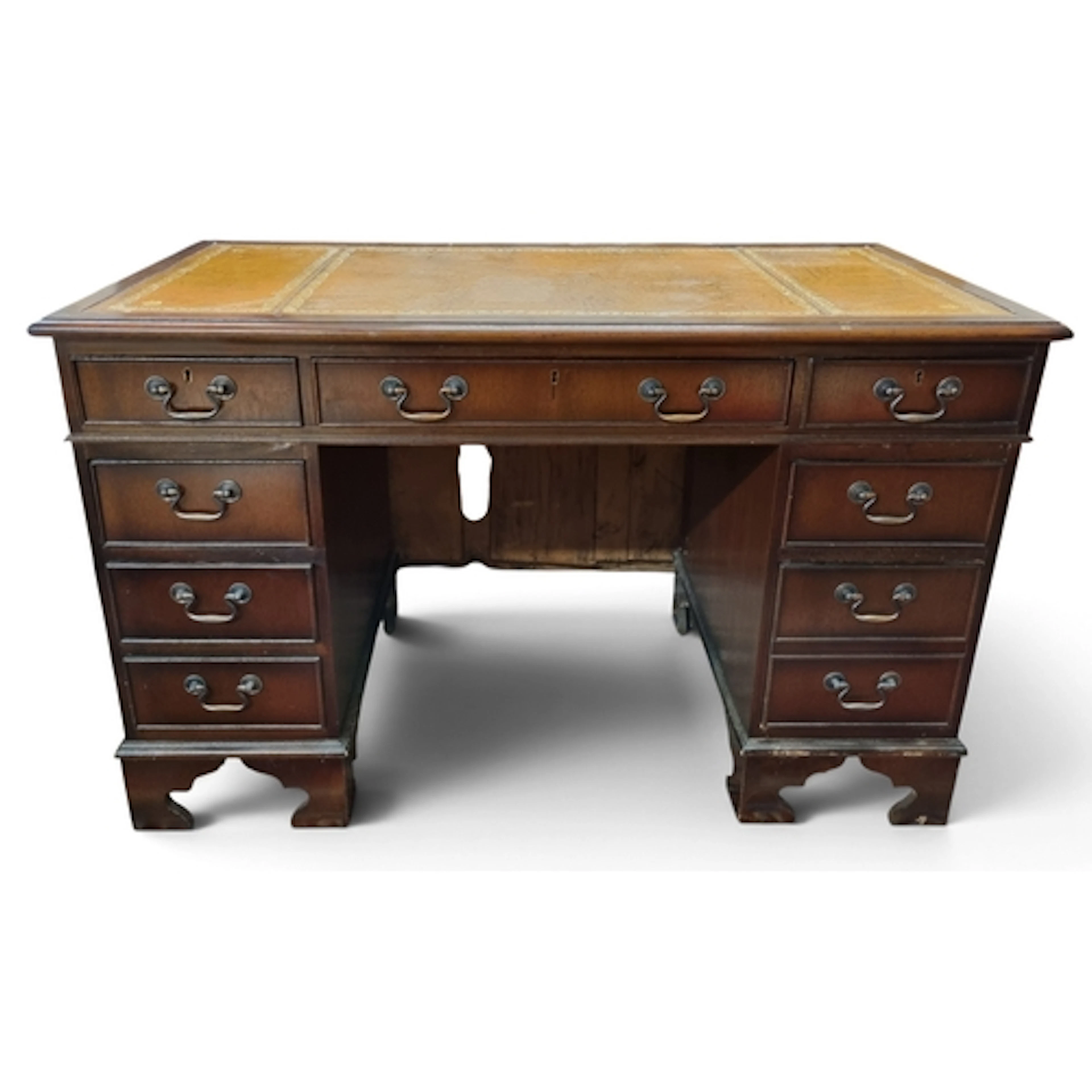 A 20th Century Mahogany and veneered Pedestal Desk of good q...