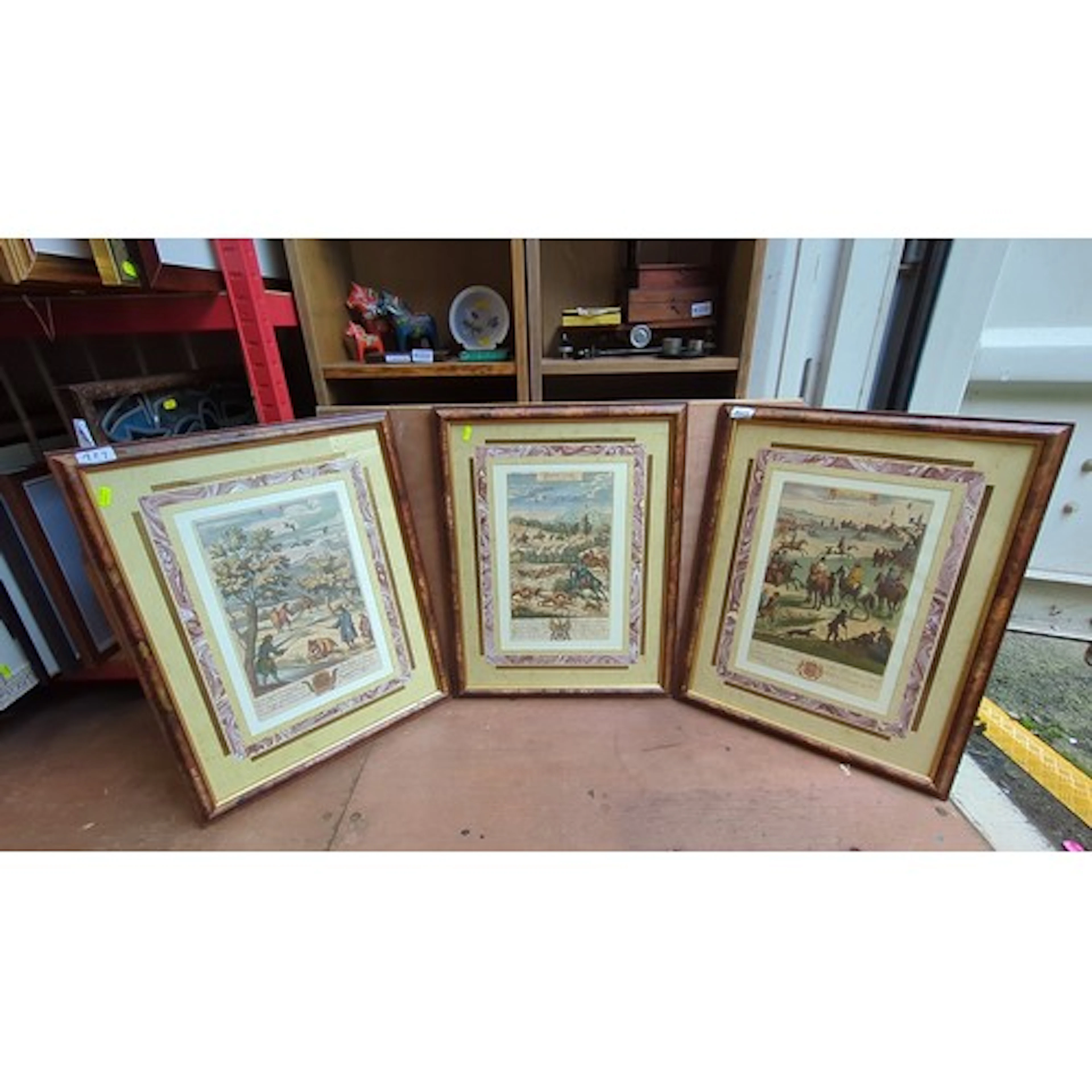 A set of three hand-coloured engravings after Richard Blome,...