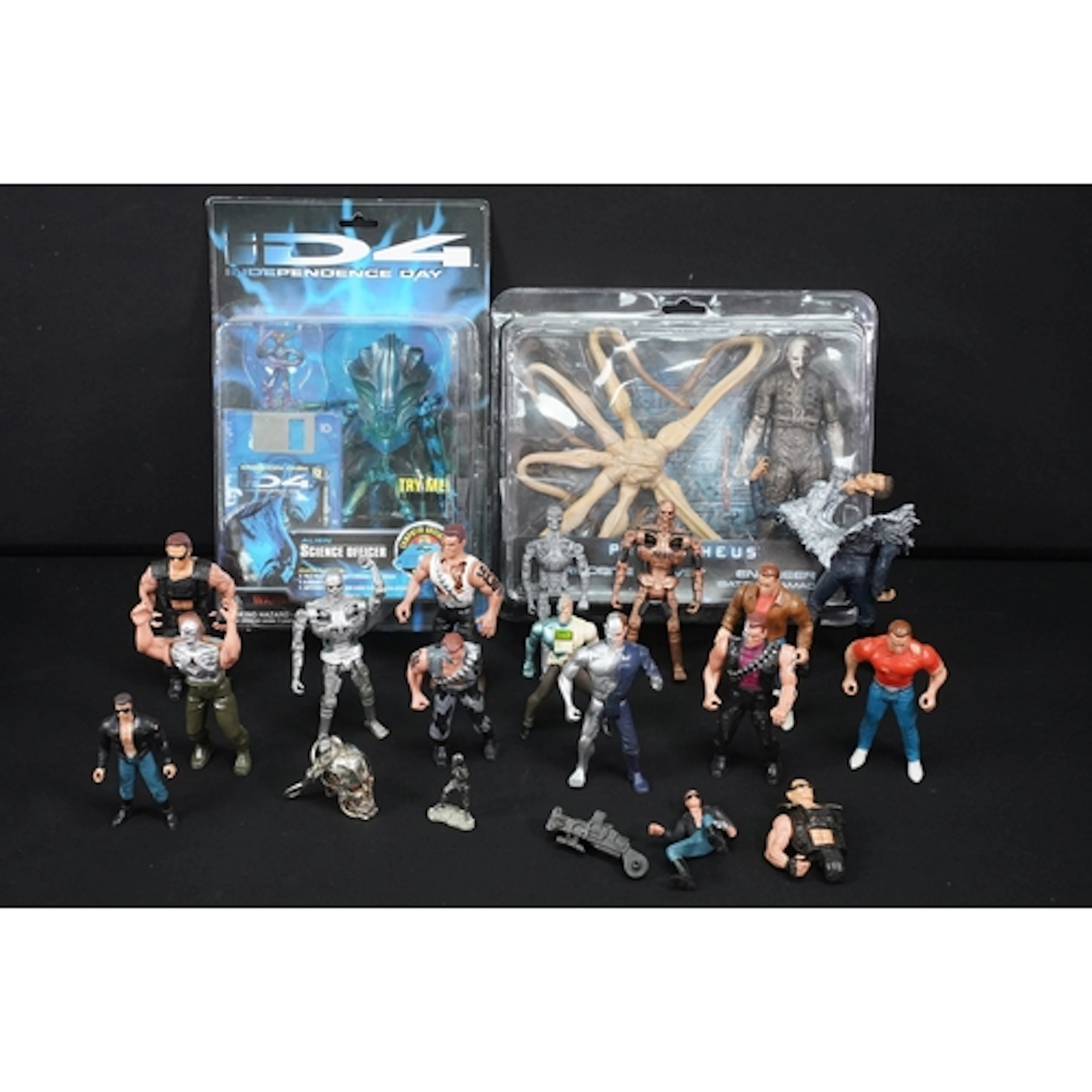 Two carded movie figure sets to include Neca Promethius Tril...