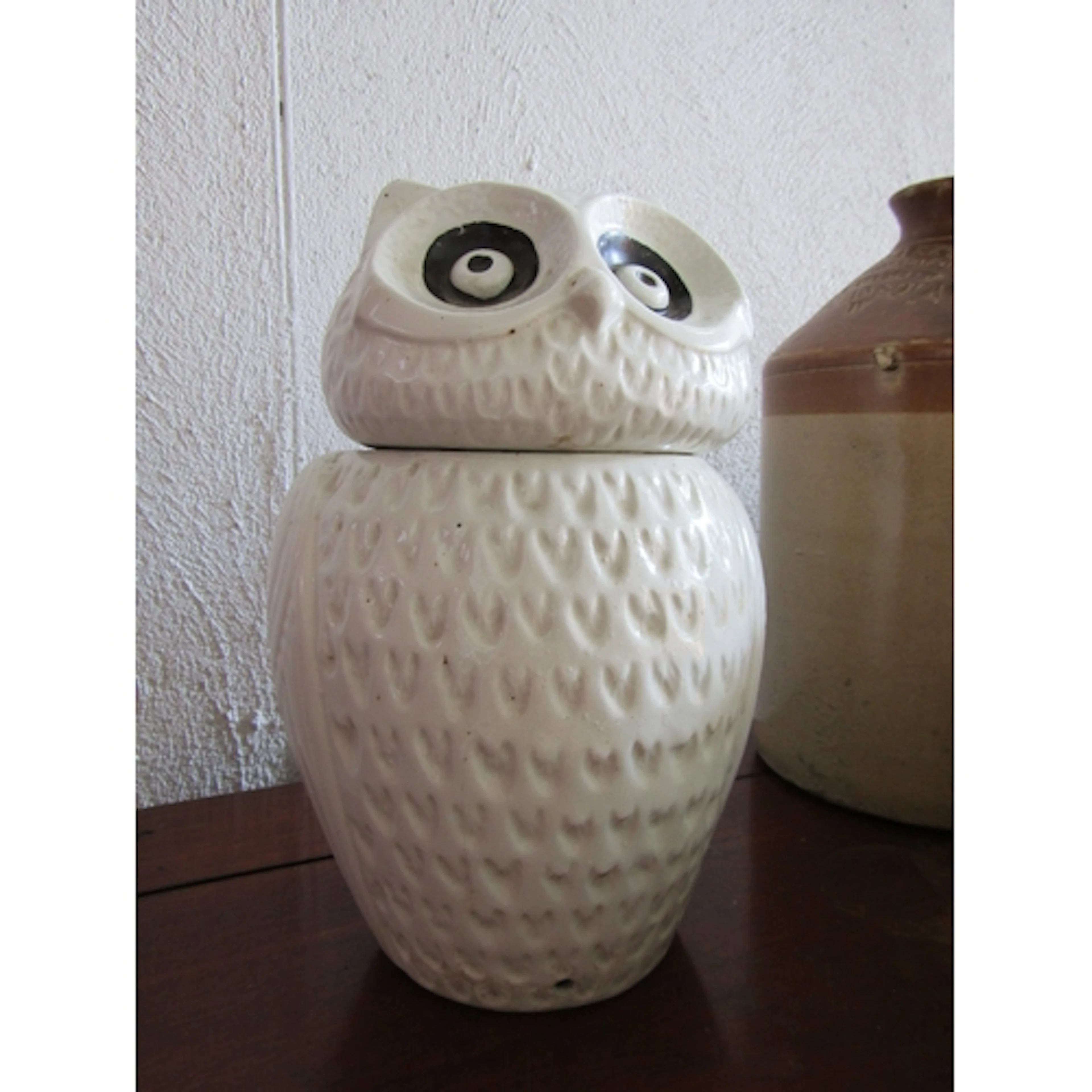 Vintage Owl Form Biscuit Jar Full Size Approximately 11 Inch...