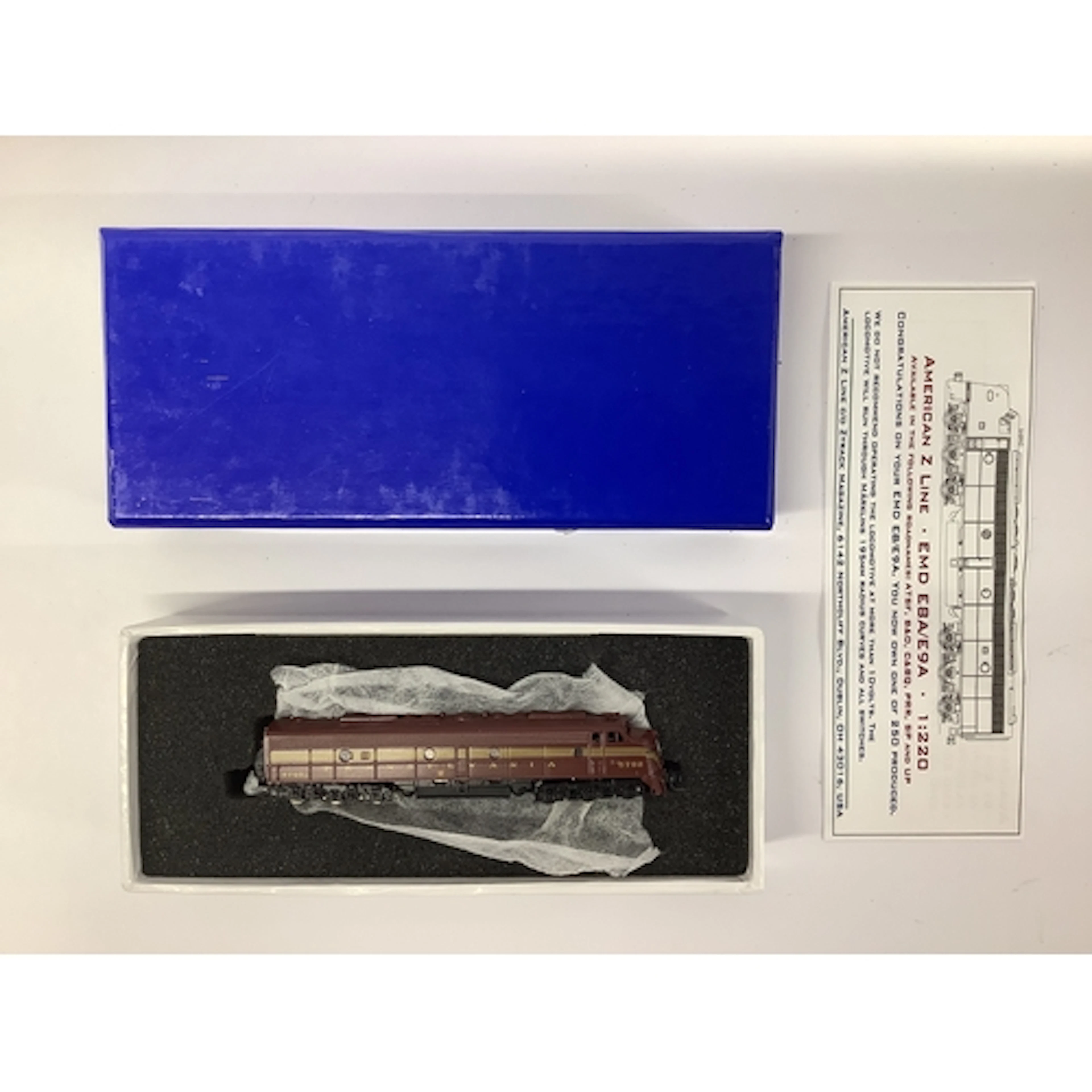 A Boxed American Z Line Z Gauge EMD E8A Locomotive, in Penns...