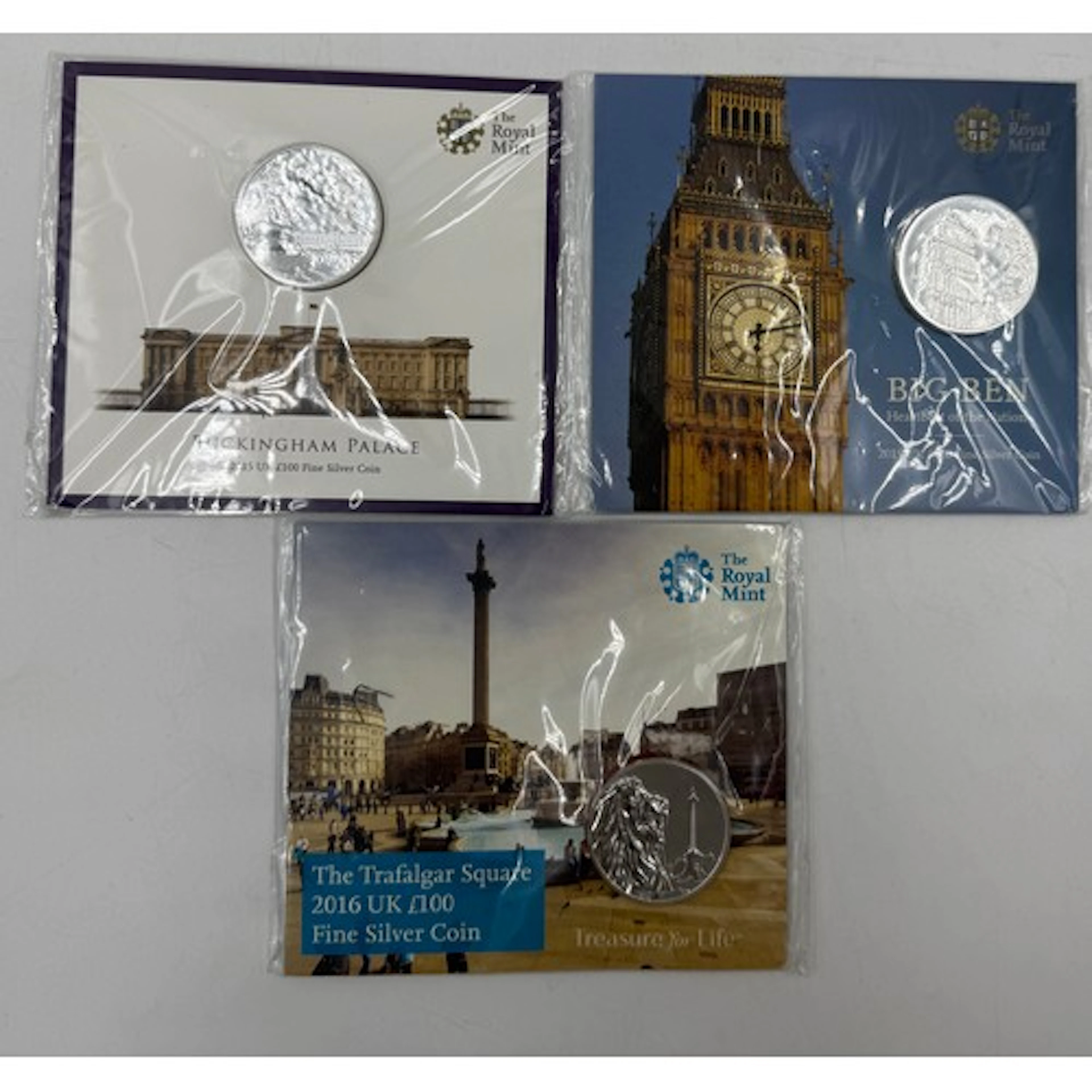 UK Fine Silver £100 coins to include 2015 Big Ben, 2015 Buck...