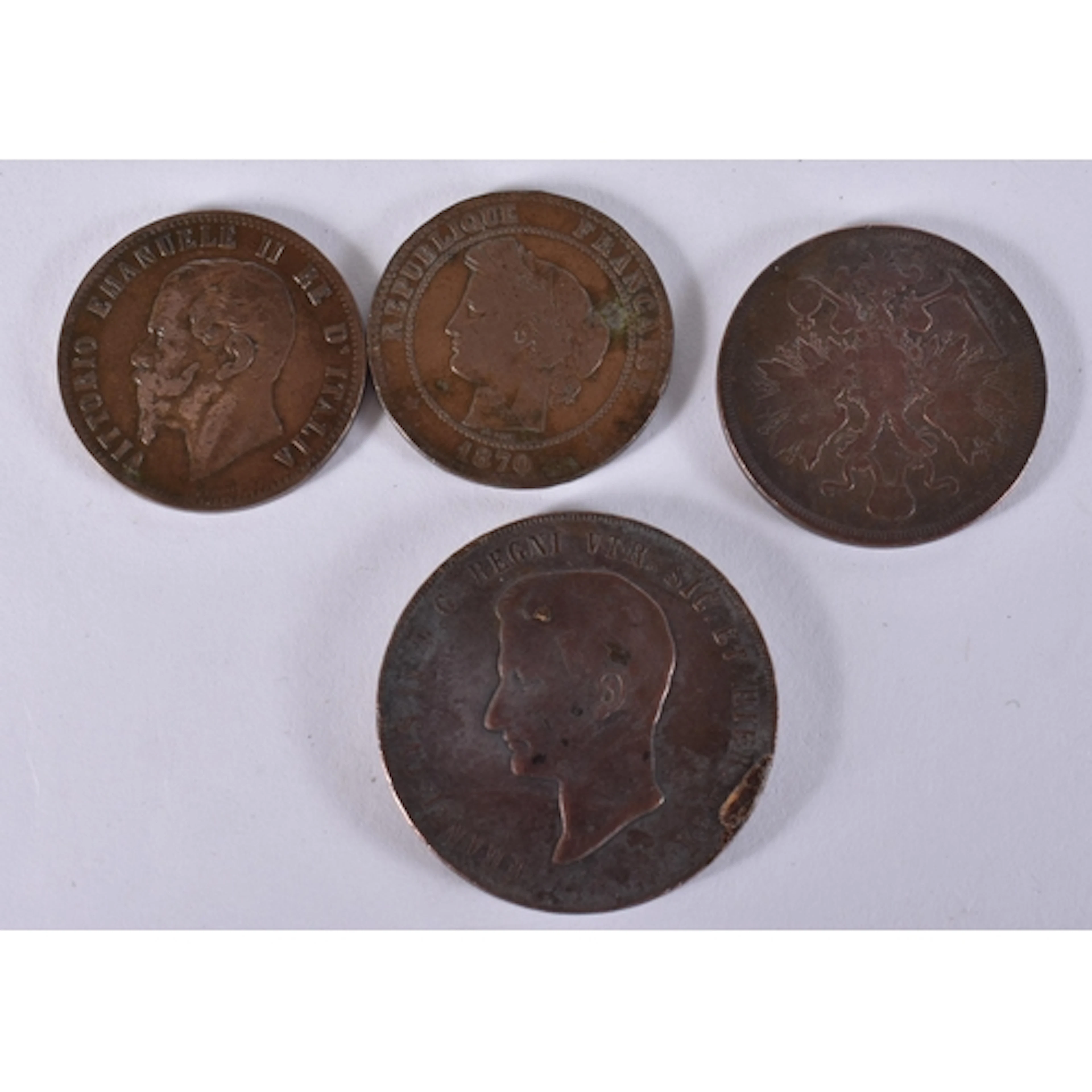 1859 10 Tornesi Copper Coin from the Kingdon of the Two Sici...