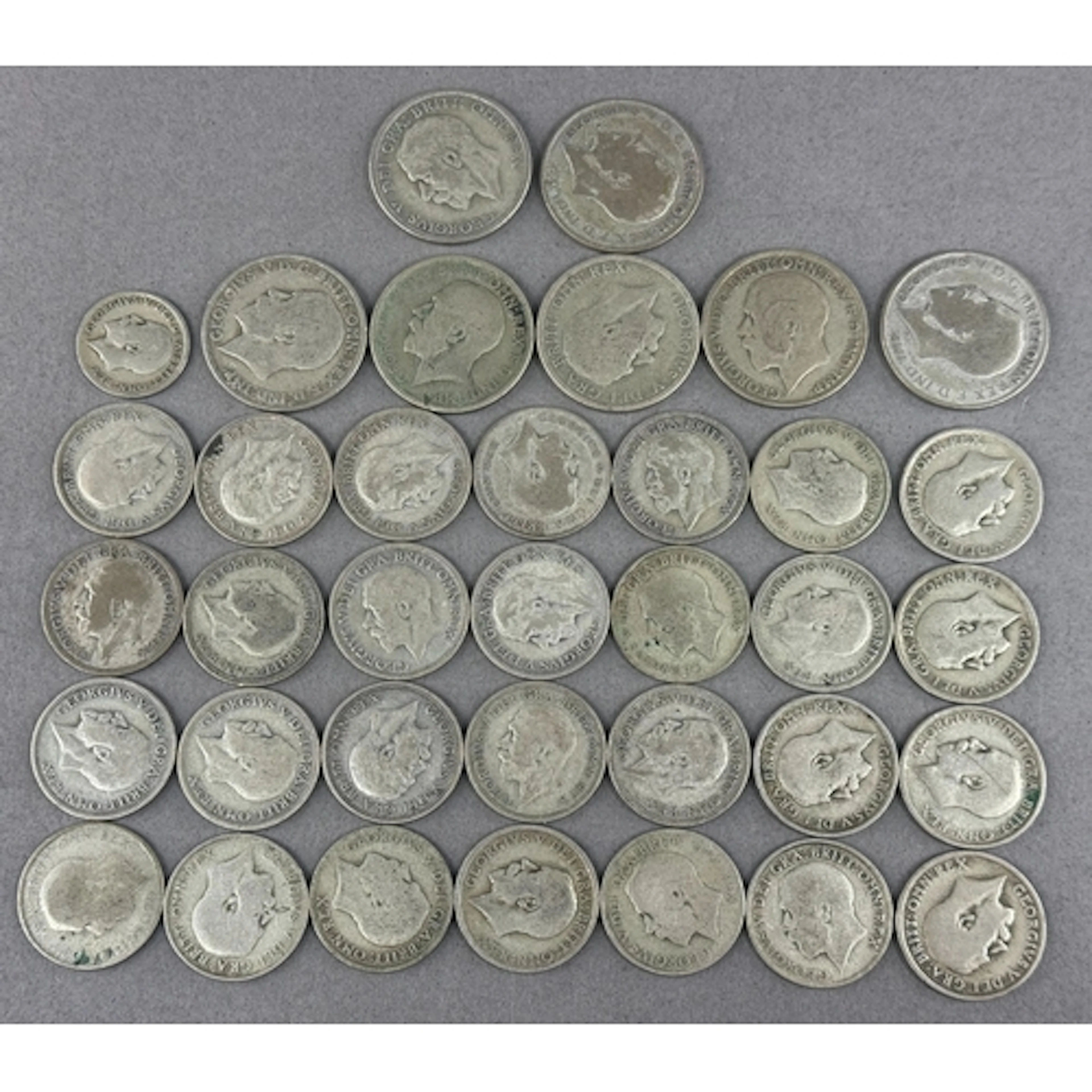 Coins: 232g of British .500 grade silver coins, 1920s-1930s,...
