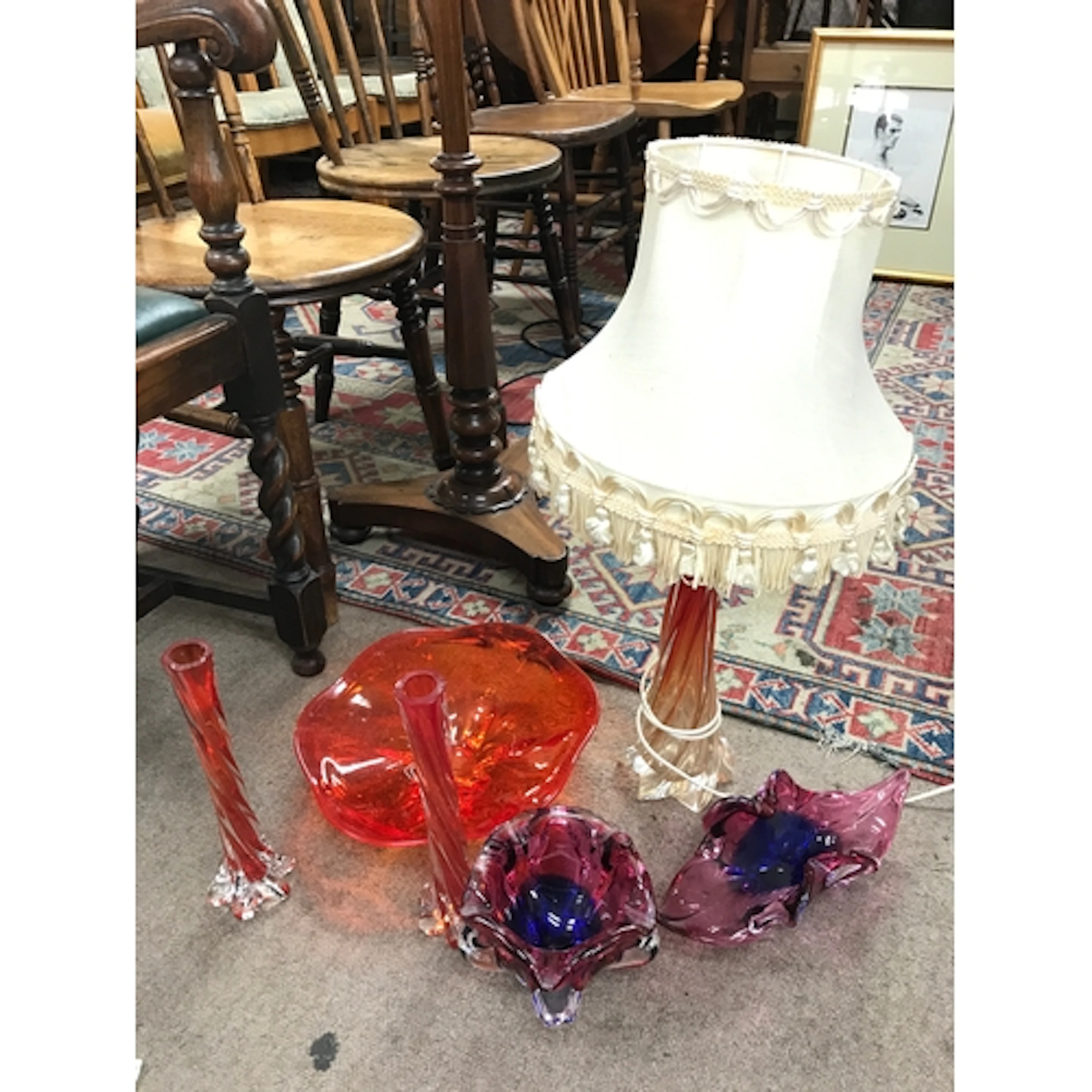 A collection of coloured glass Murano and other