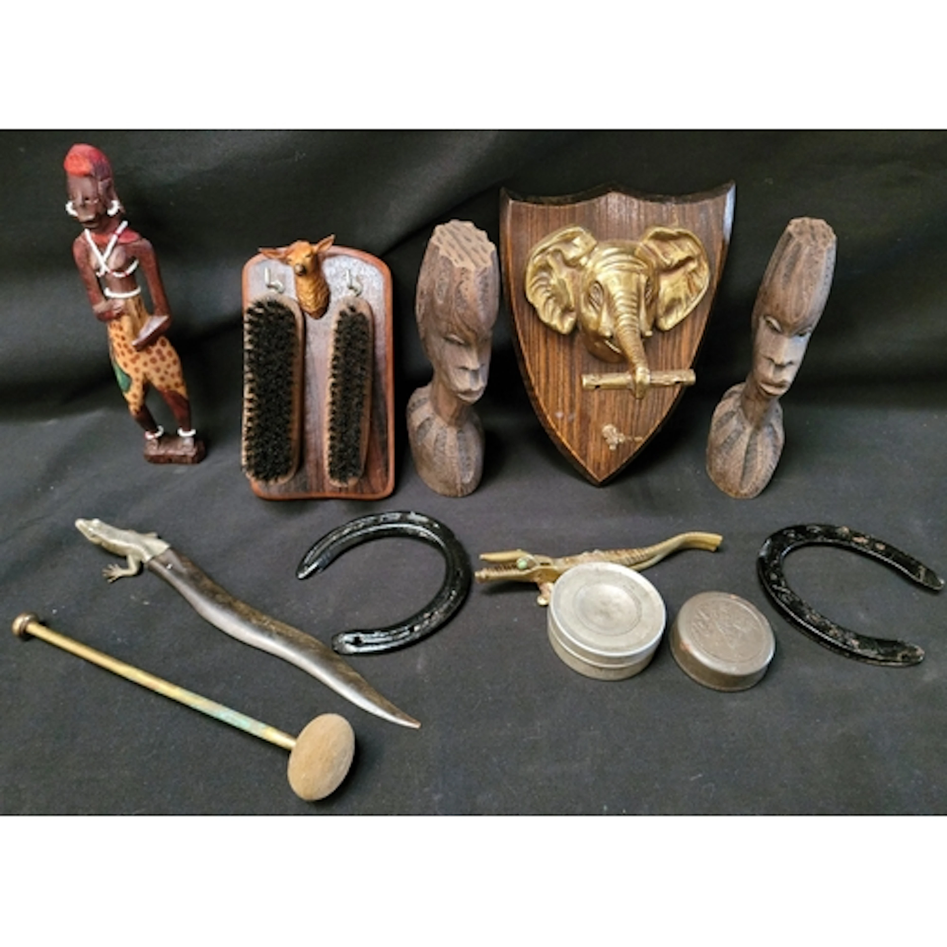 ASSORTMENT OF COLLECTIBLES including white metal and horn le...