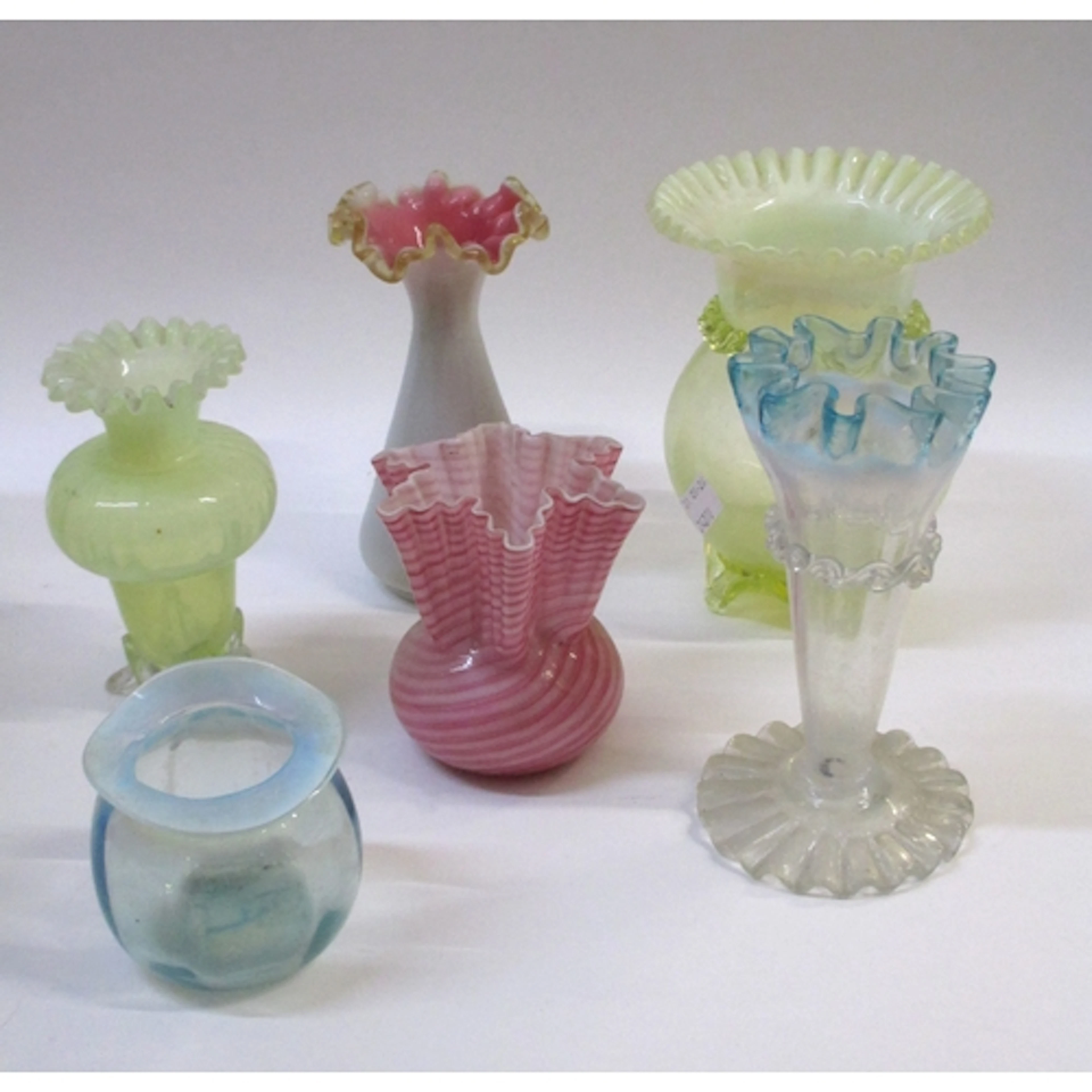 Collection of various Victorian vaseline and coloured glass ...
