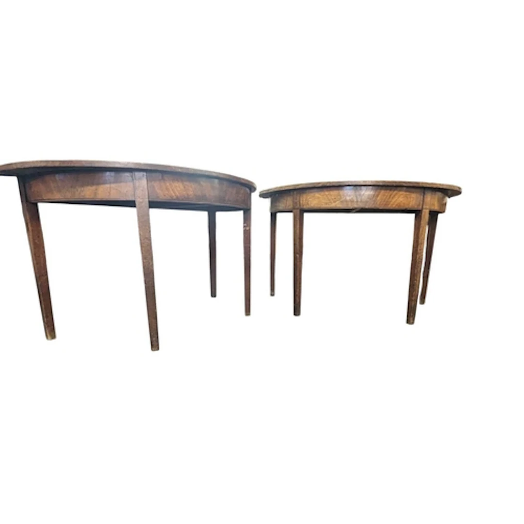 A George III 19th century mahogany pair of d-end console hal...