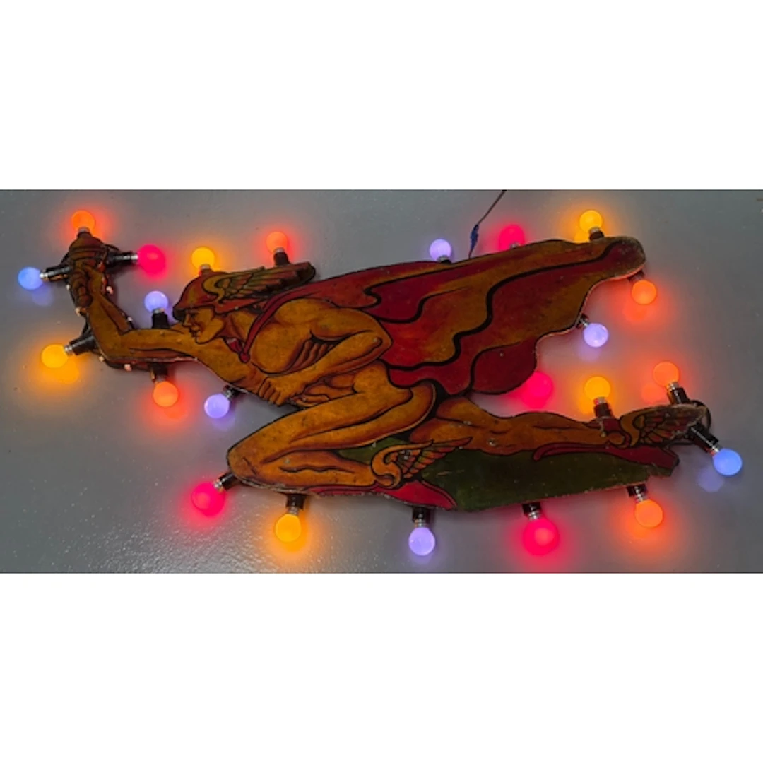 A vintage 1930's Edwin Hall/Larkins illuminated sign depicti...