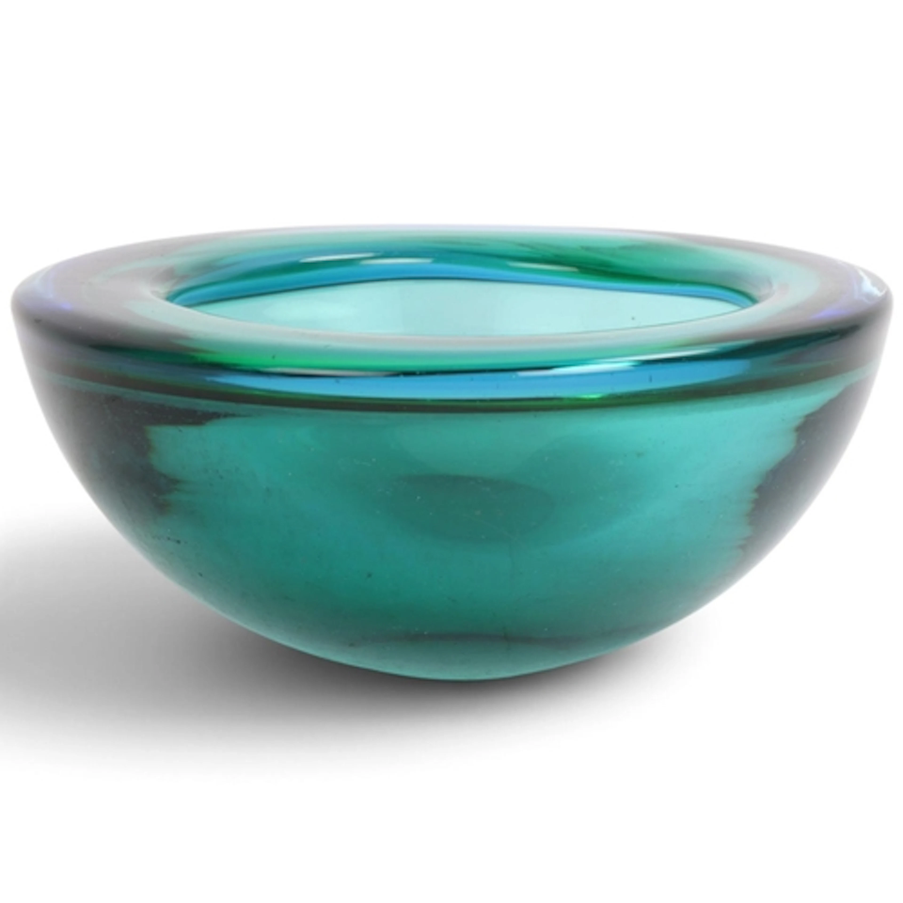 A mid-century Murano glass bowl in blue/green tones, diamete...