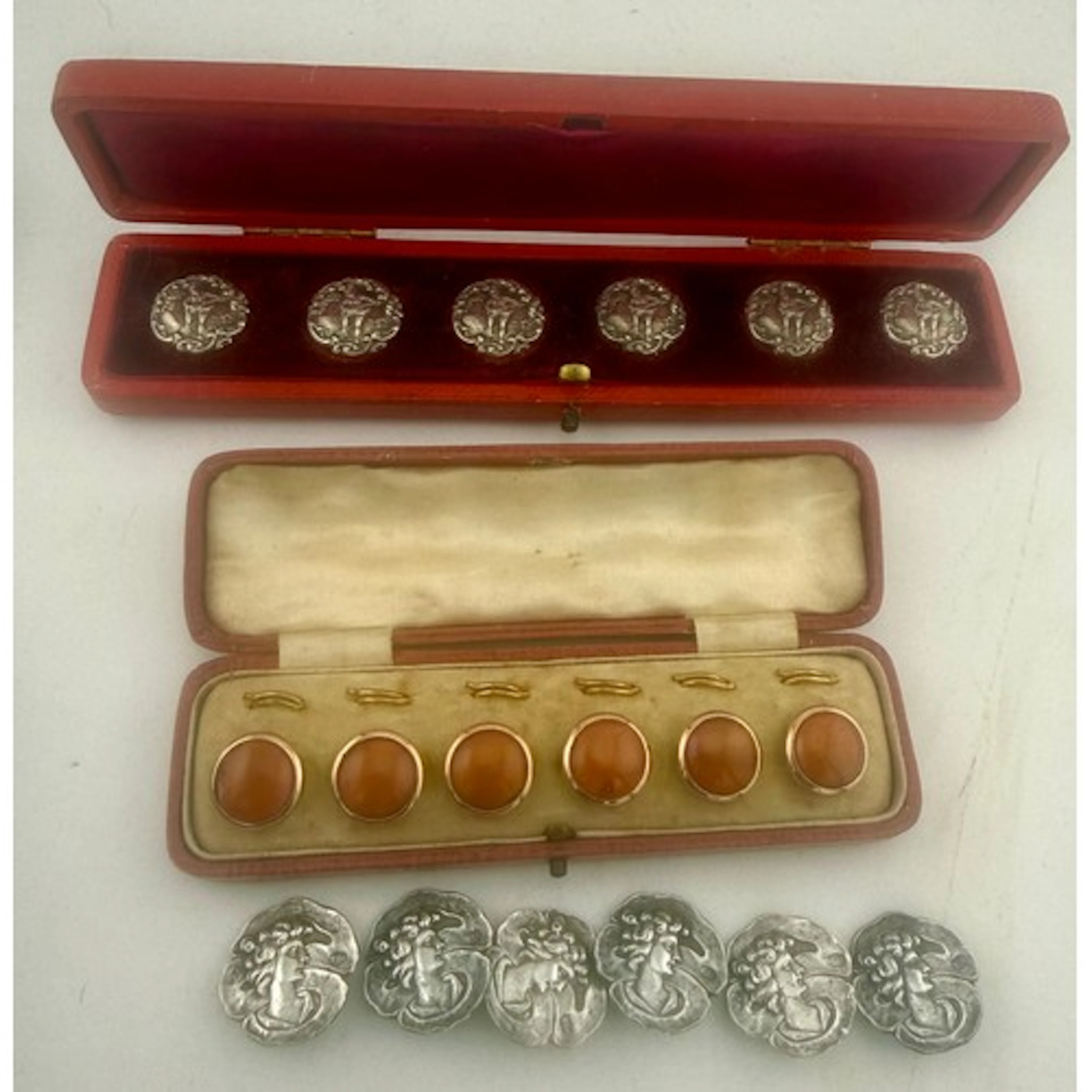 Two boxed sets of Edwardian buttons to include Birmingham 19...