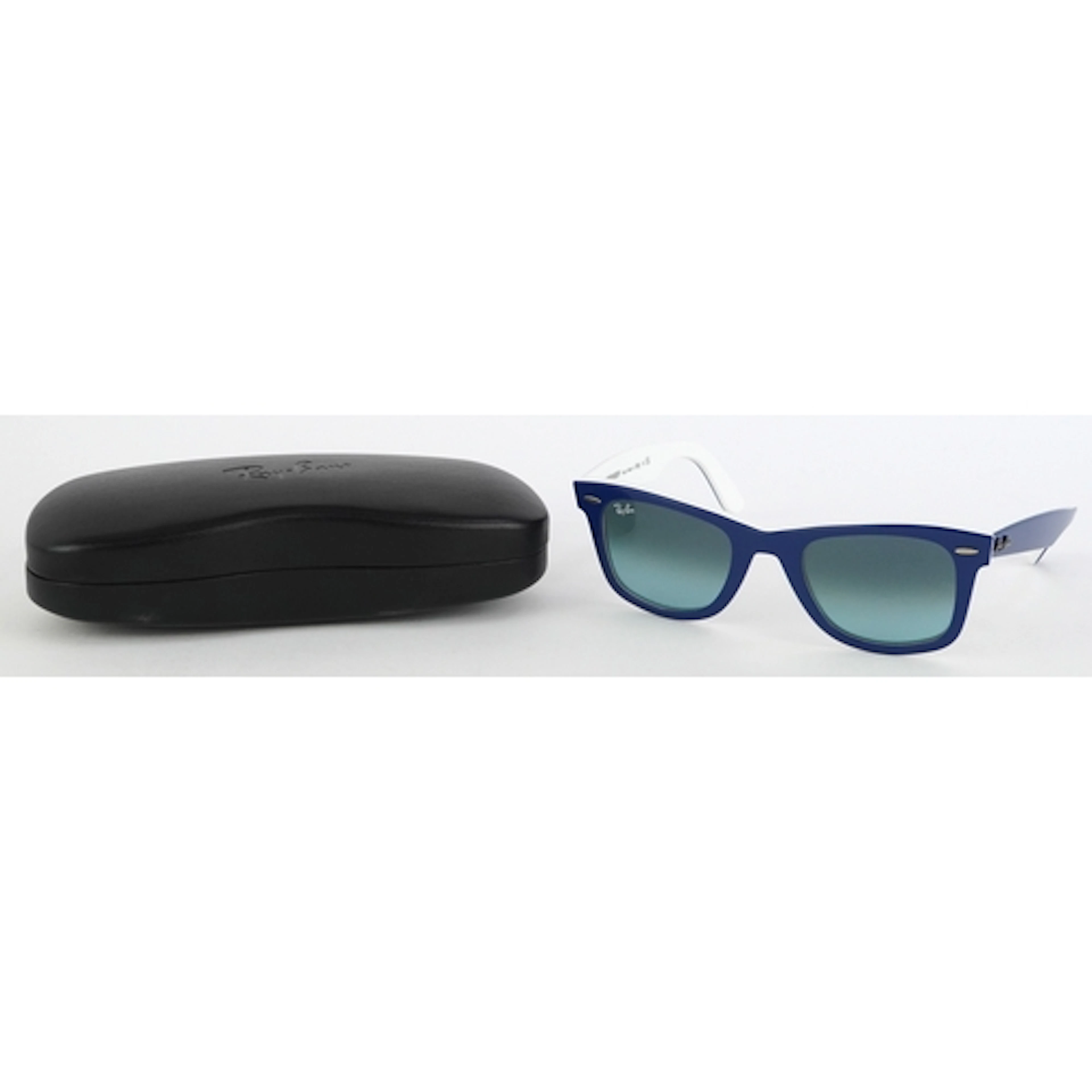 Pair of Ray-Ban Wayfarer RB 2140 sunglasses with iconic blue...