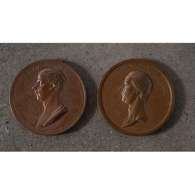 Two 1806 William Pitt bronze medallions. 53mm diameter.