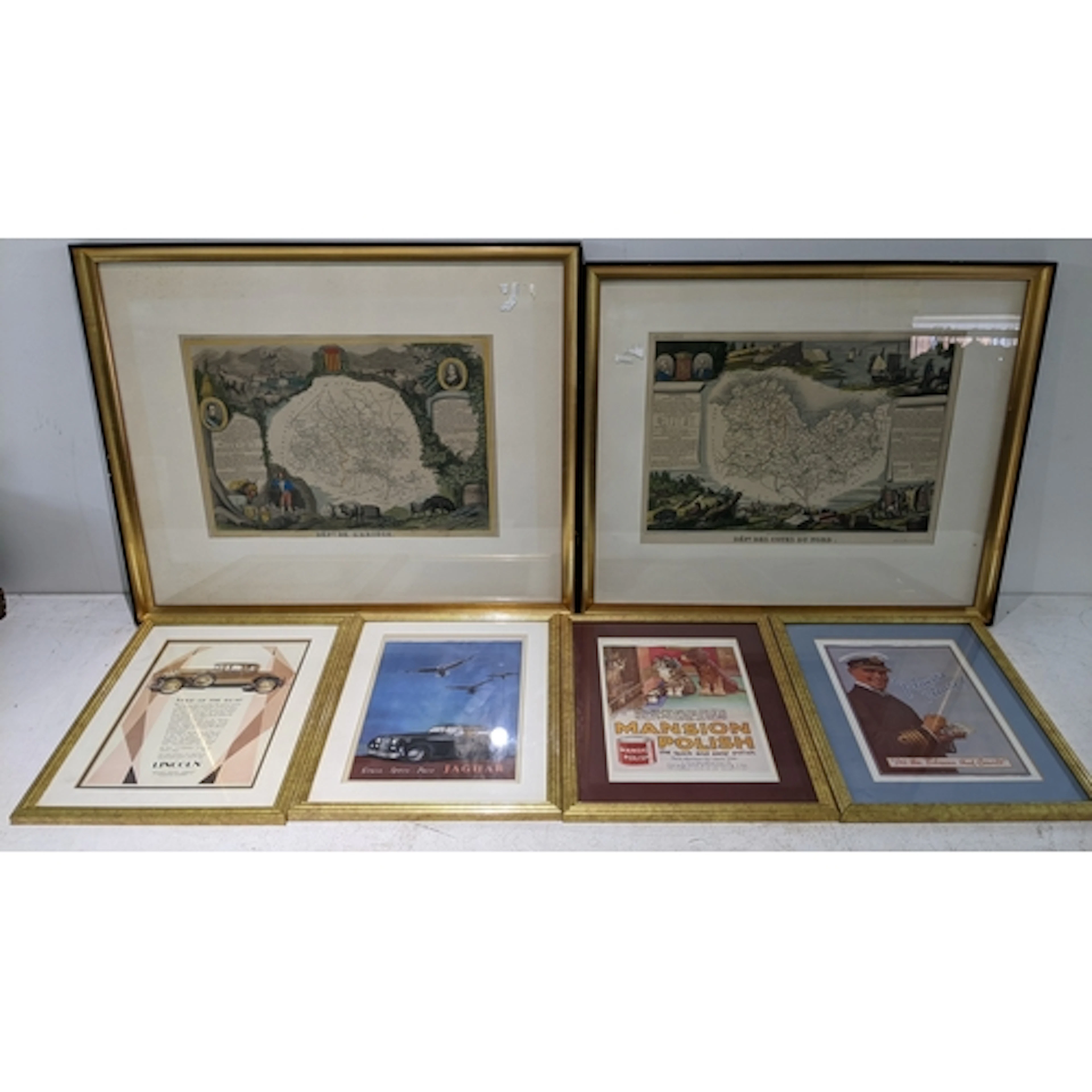 Two 19th century coloured lithograph French maps together wi...