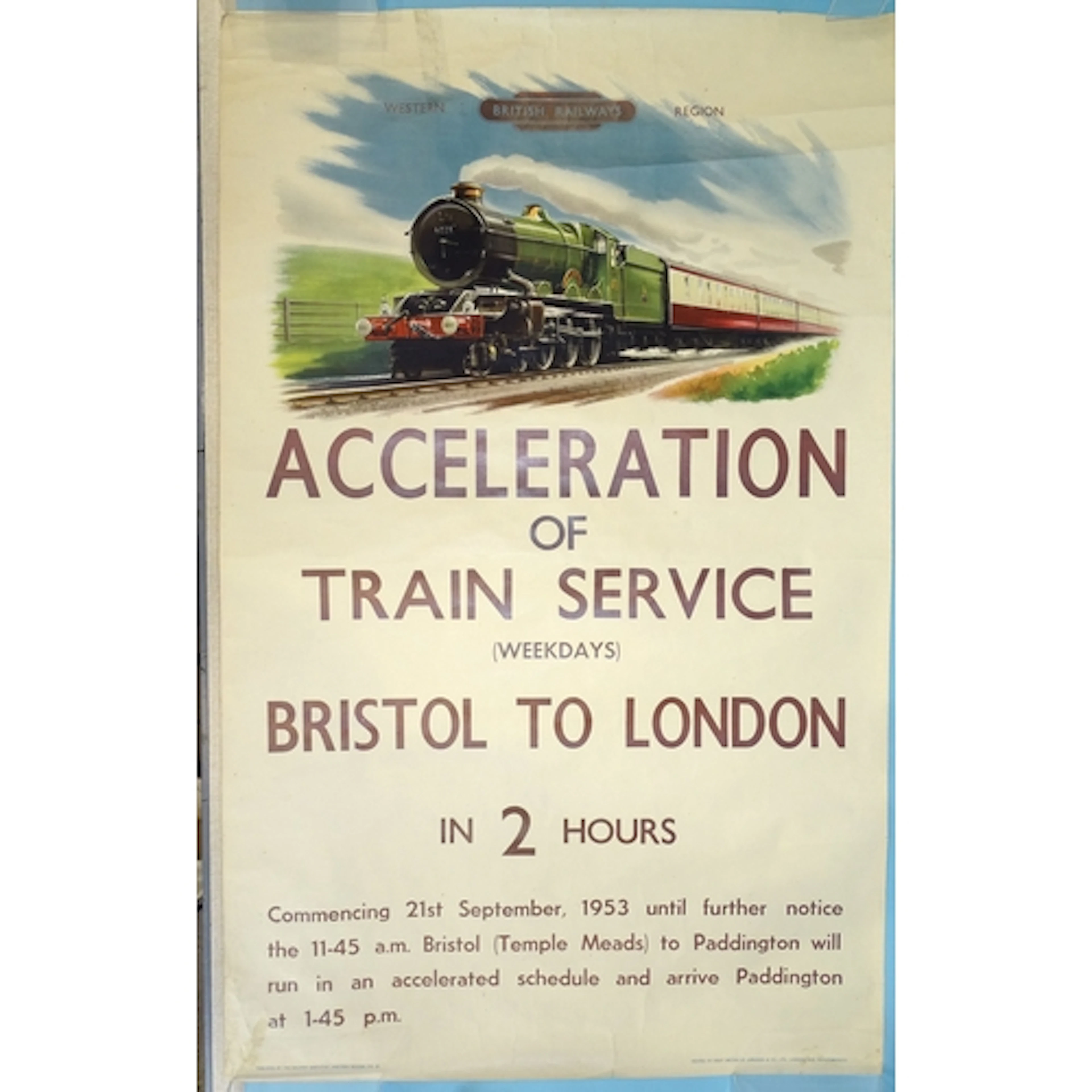 A 1950's British Railways Western Region poster Acceleration...