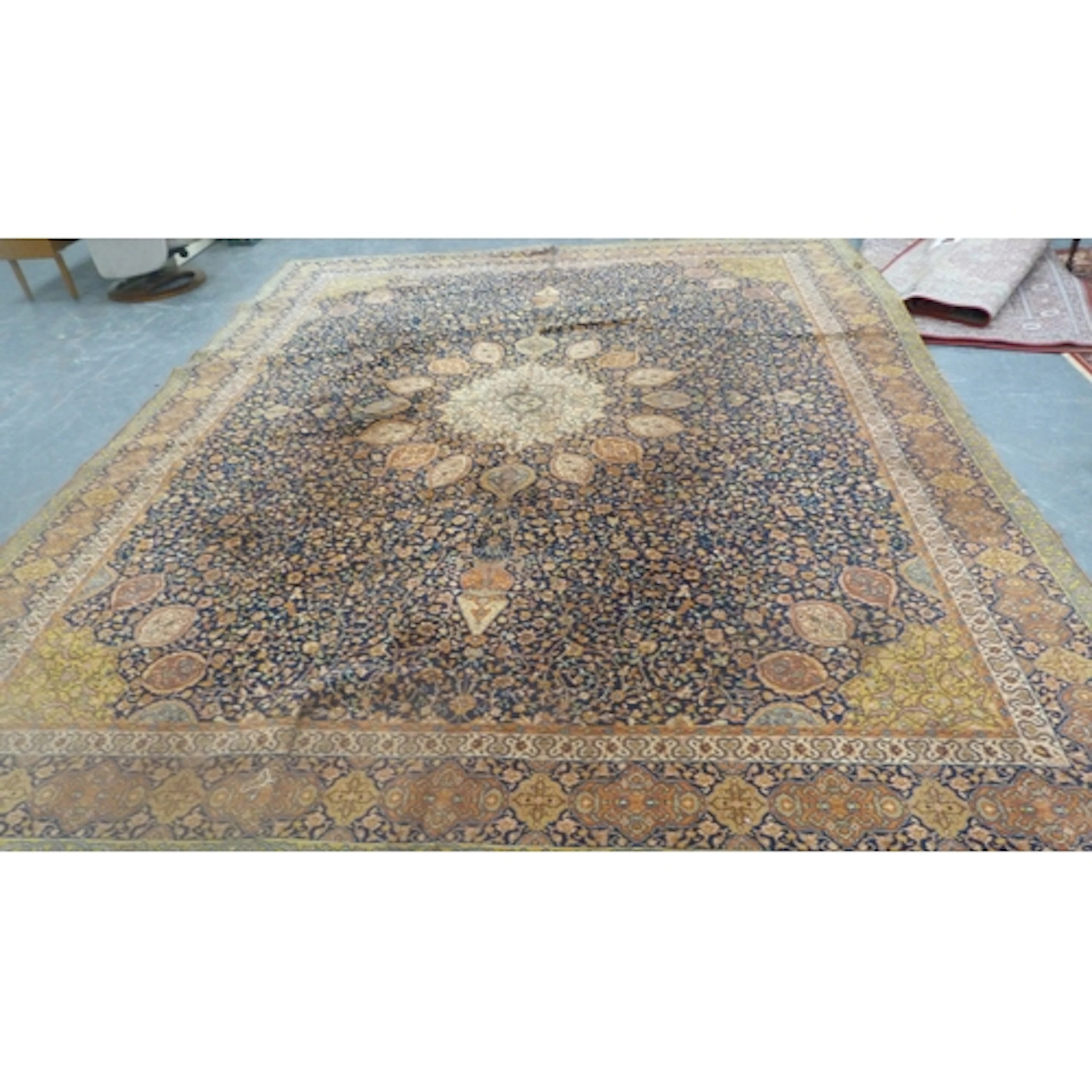 Persian Kerman type machine made carpet, with large central ...