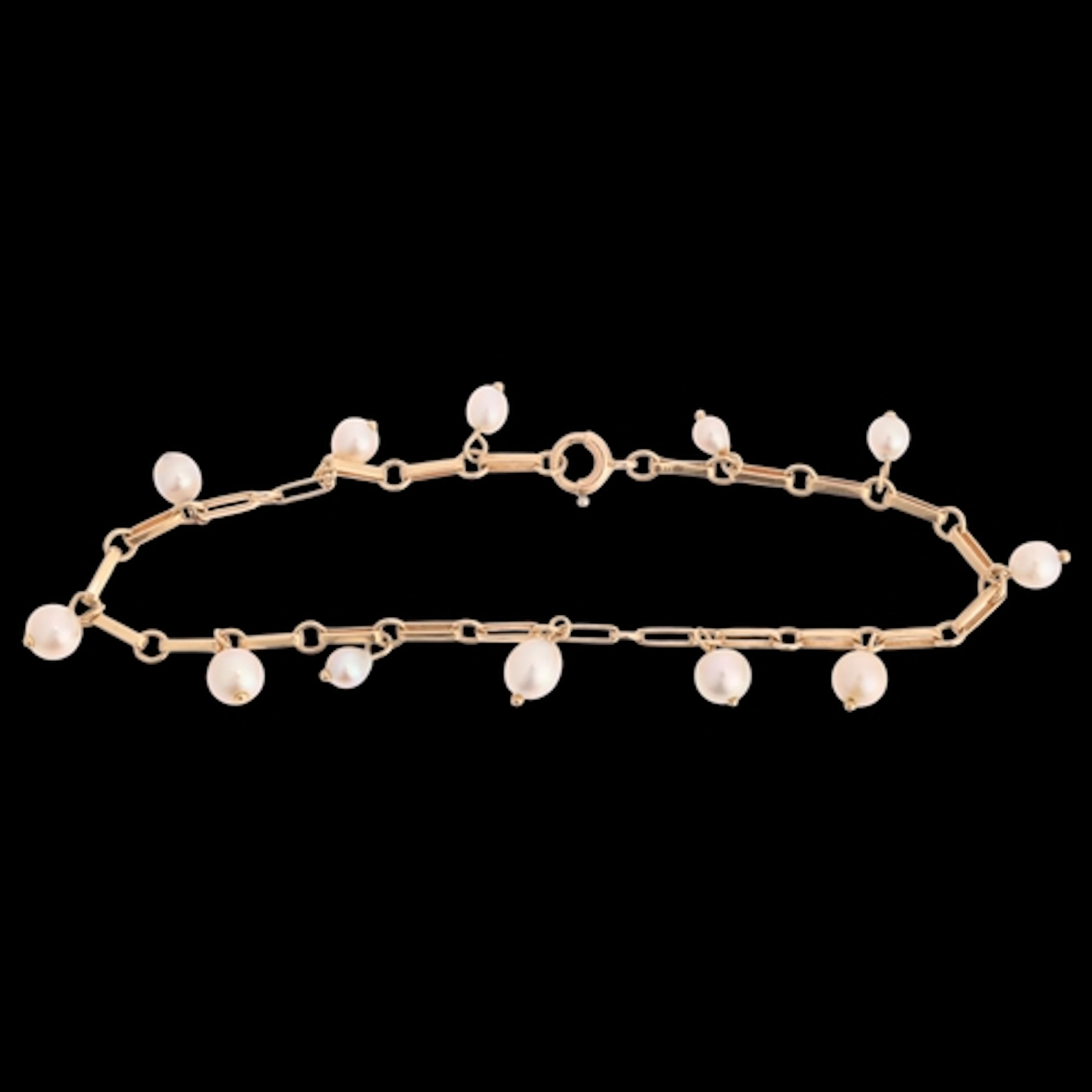 A Vintage 14ct gold pearl drop bracelet, the graduated pearl...
