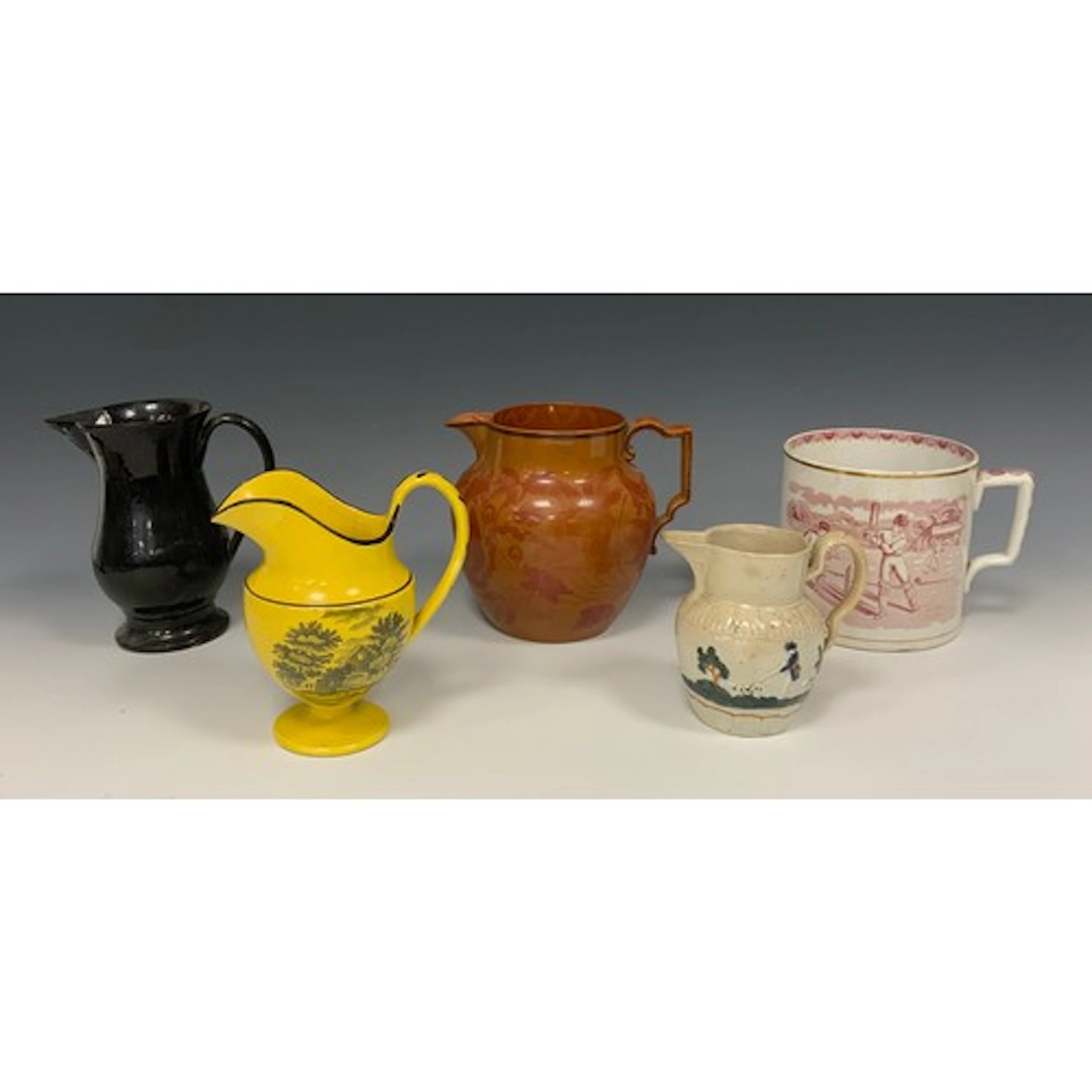 A 19th century F & R Pratt cider mug, transfer printed in re...