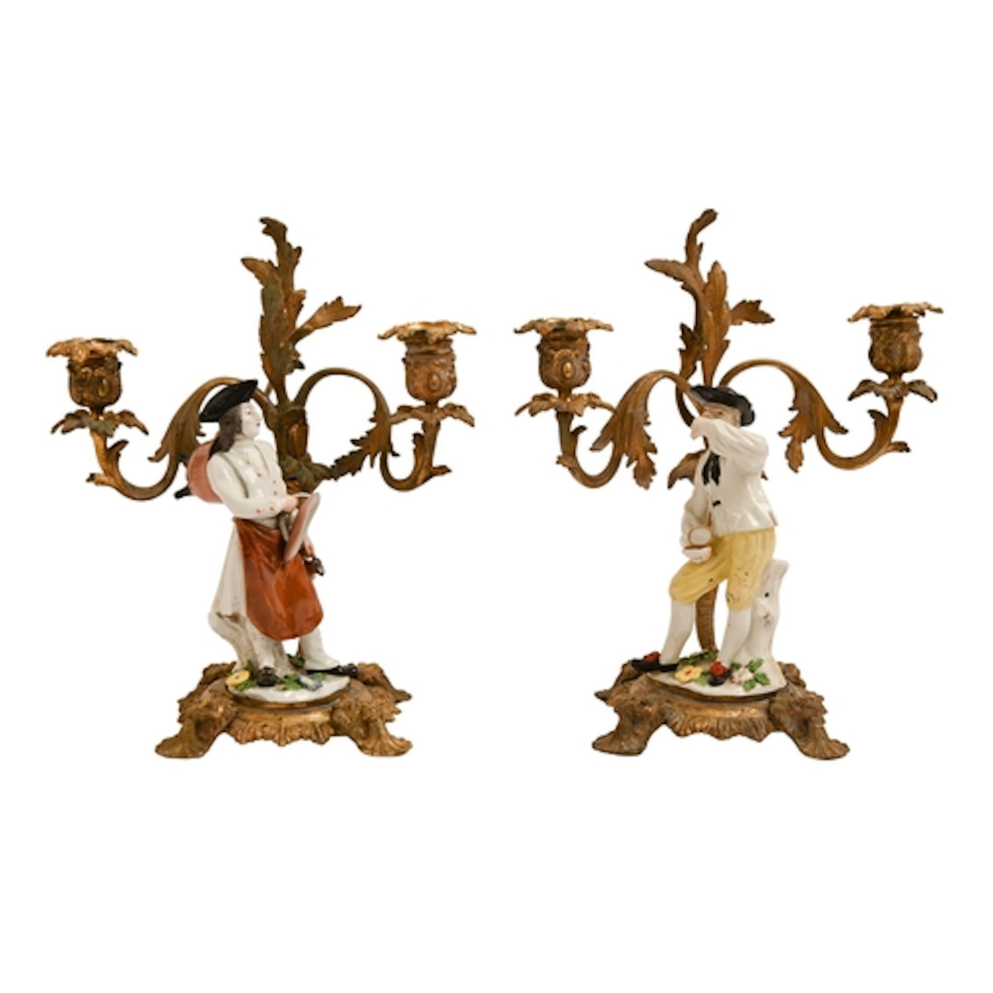 Two German porcelain figures of The Laundryman and The Snuff...