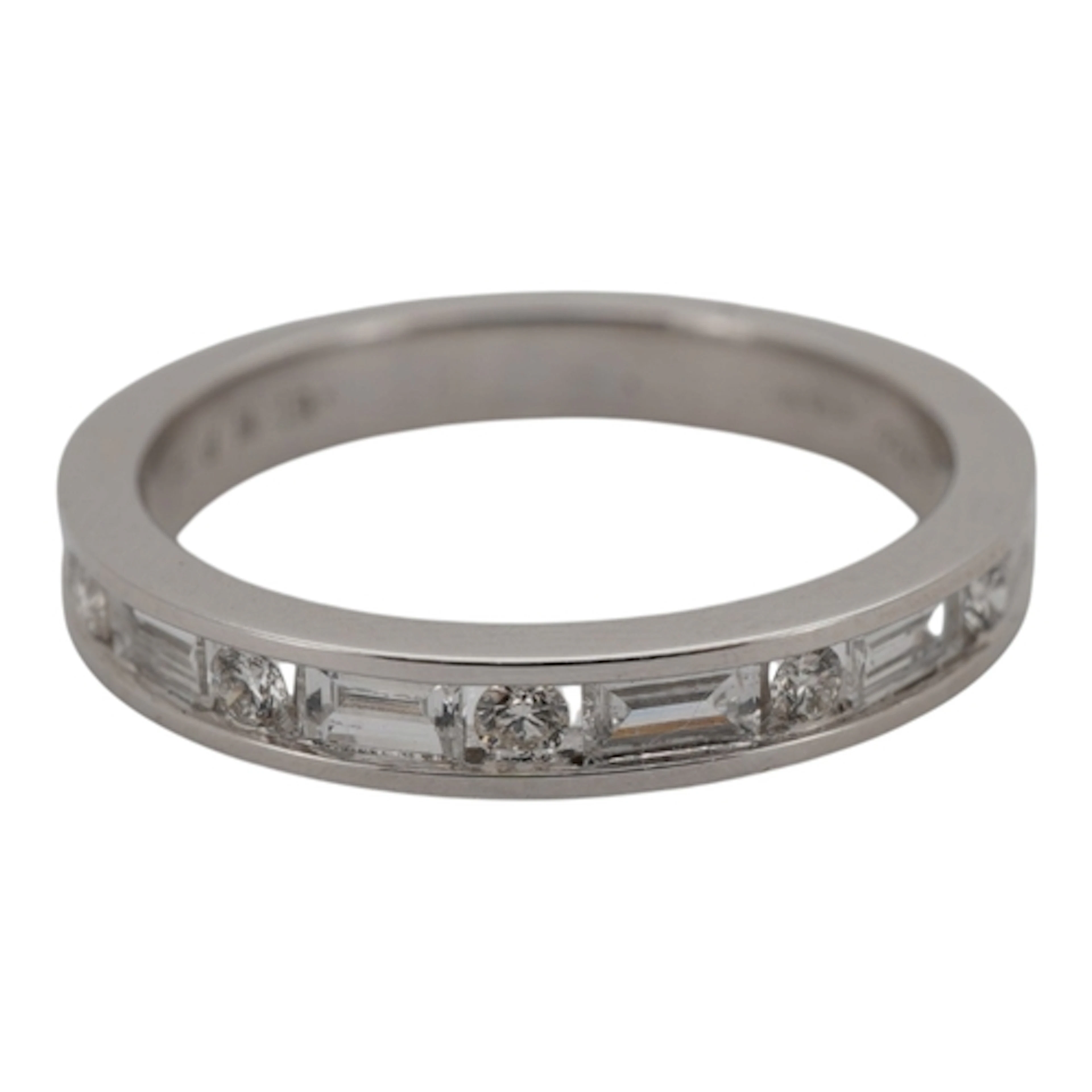 A diamond half eternity ring, channel-set to the front with ...