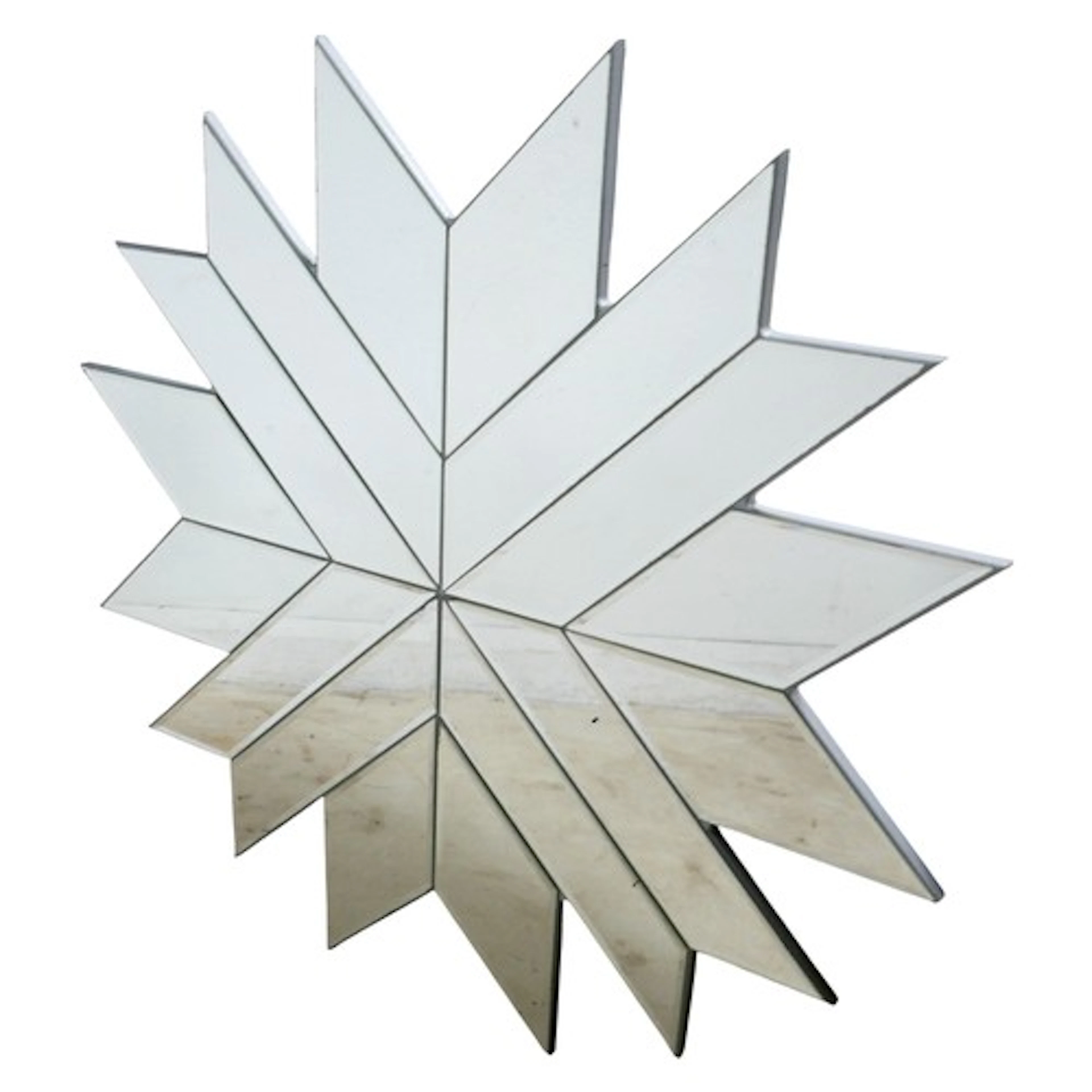 A modern bevel edged snowflake wall mirror 102 by 102 by 2cm...