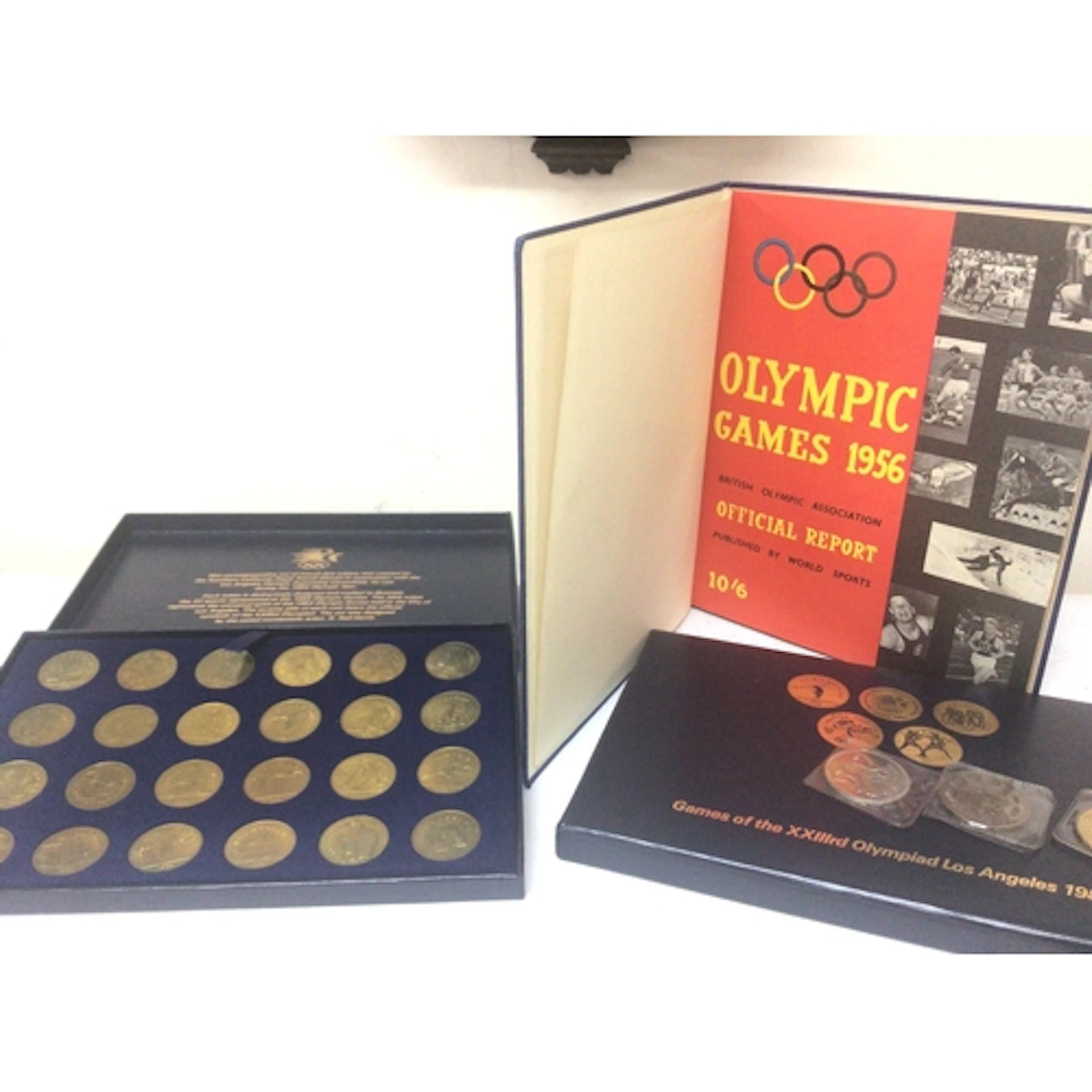 Two sets of commemorative coins Los Angeles Olympic 1984. Re...