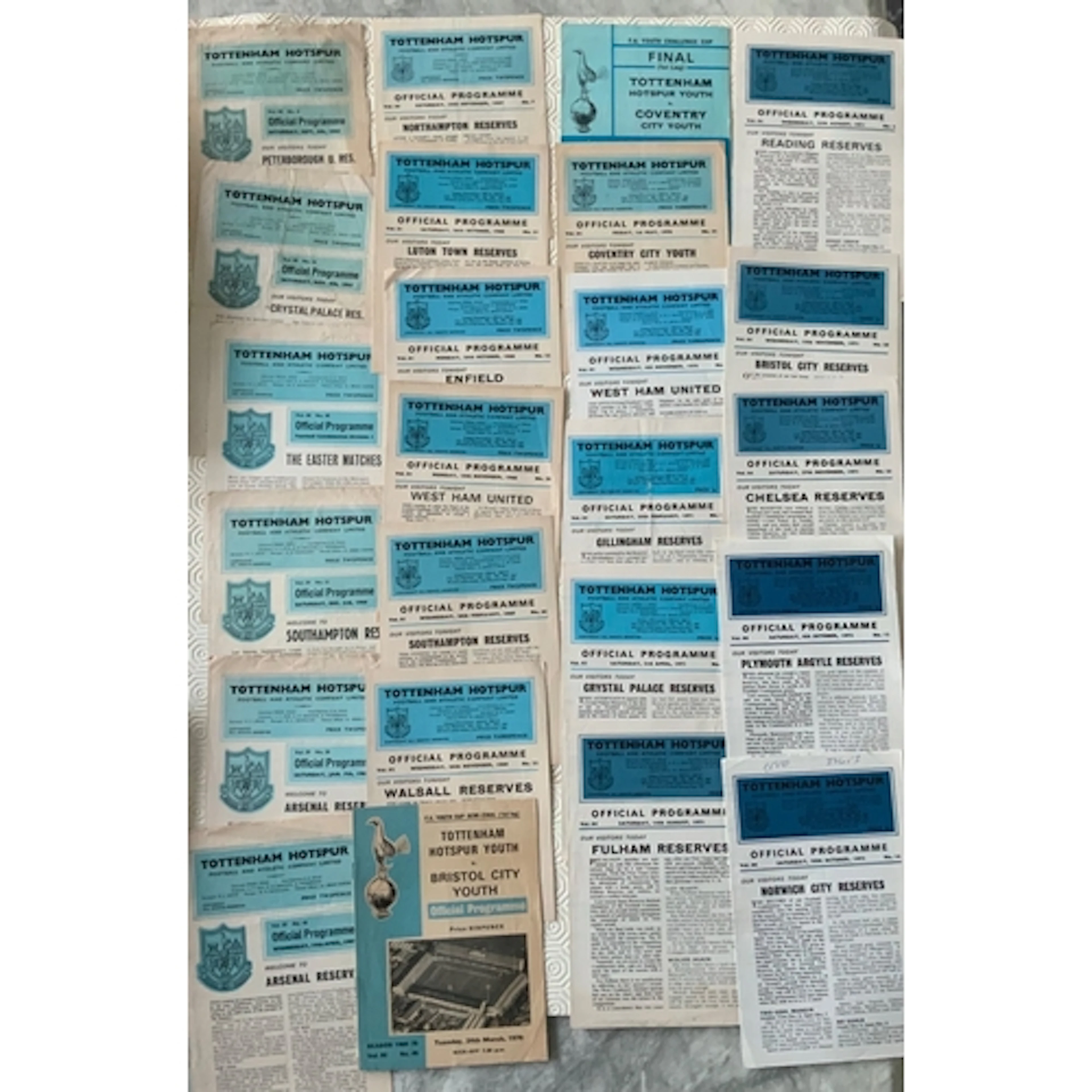 Tottenham Home Reserve Football Programmes: From 1963 to 197...