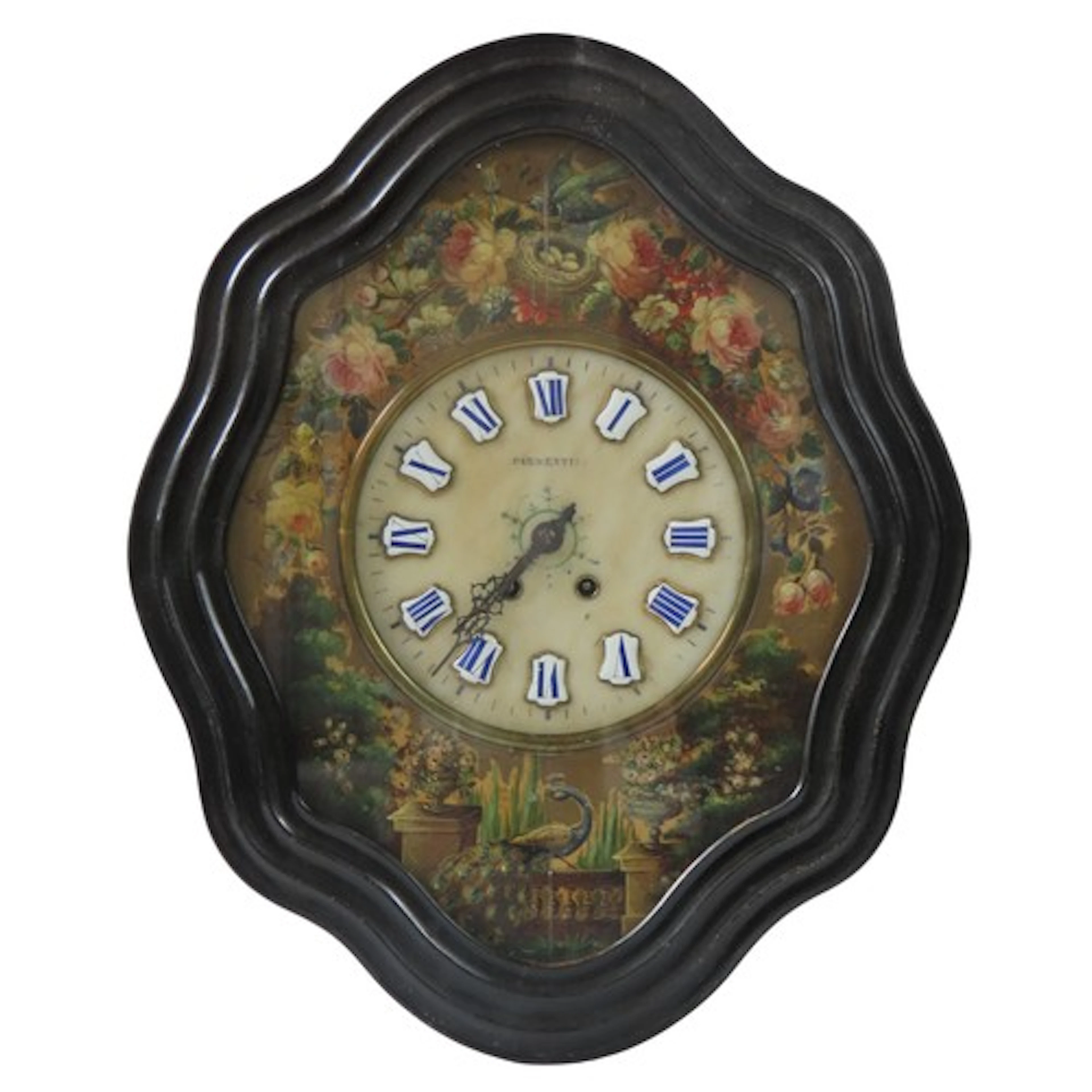 A FRENCH 'OEIL DE BOEUF' WALL CLOCK LATE 19TH CENTURY the 9....