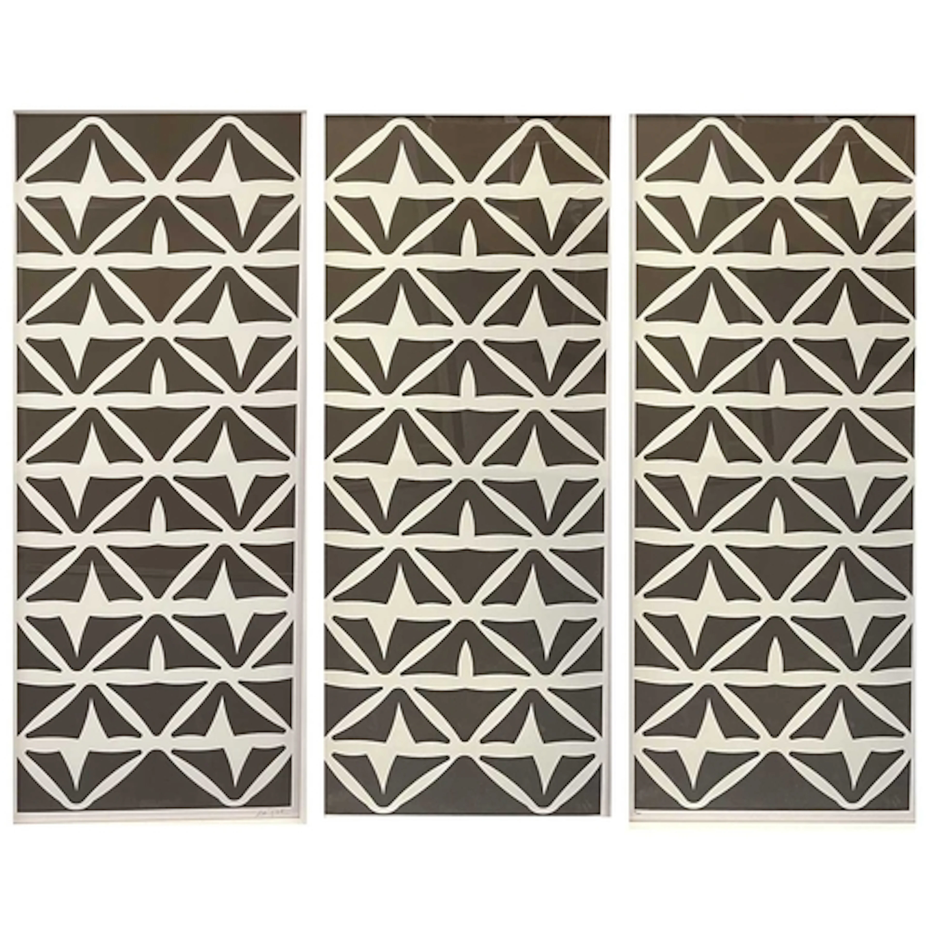 A contemporary signed print on paper abstract triptych. The ...