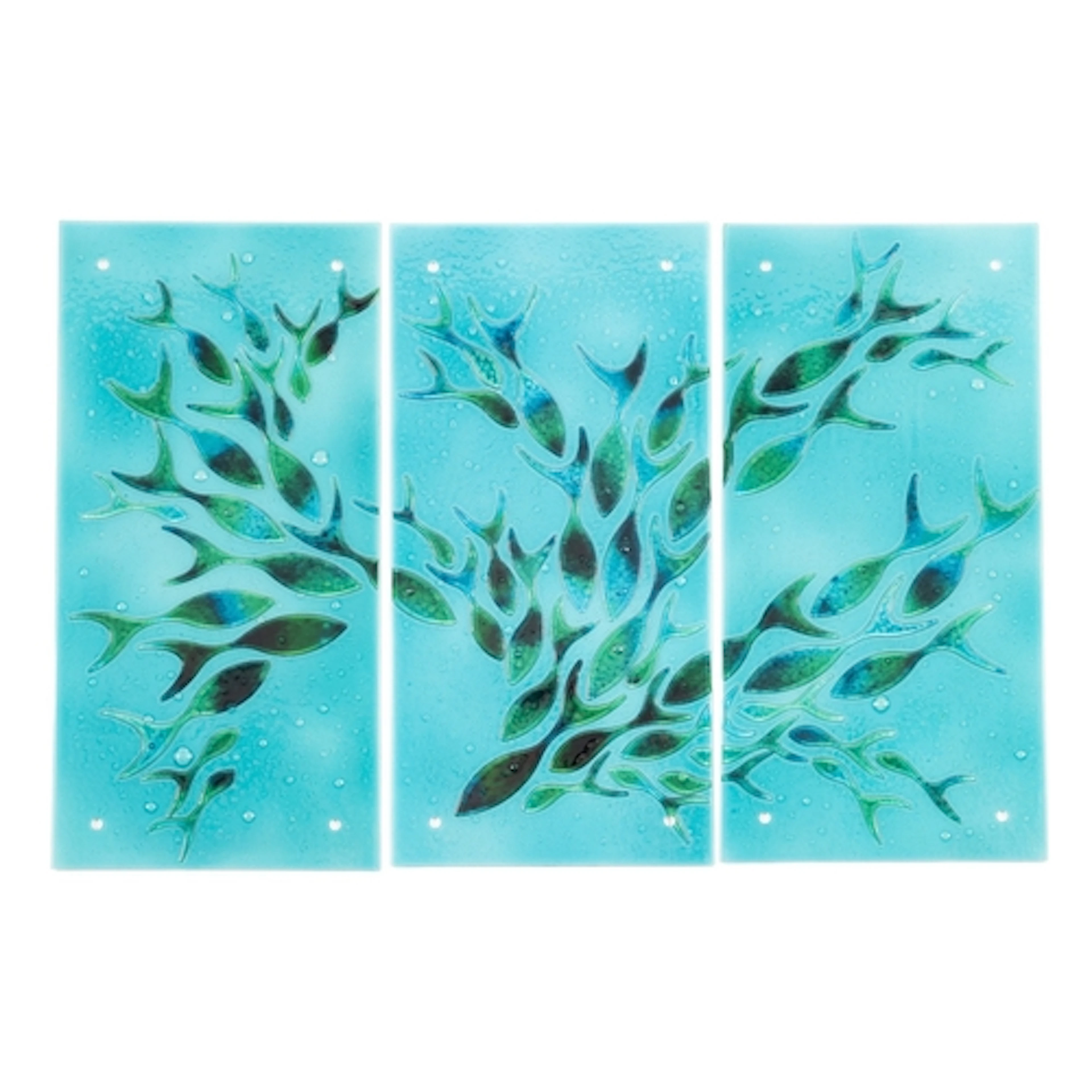 Jo Downs [Contemporary] a fused glass triptych comprising th...