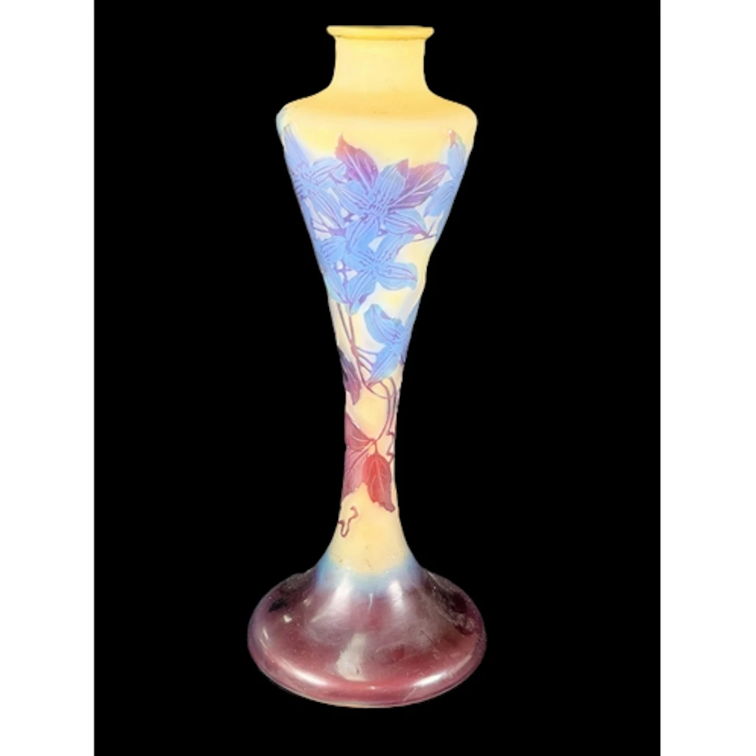 An Art Nouveau cameo vase/lamp base by Emile Galle, acid etc...