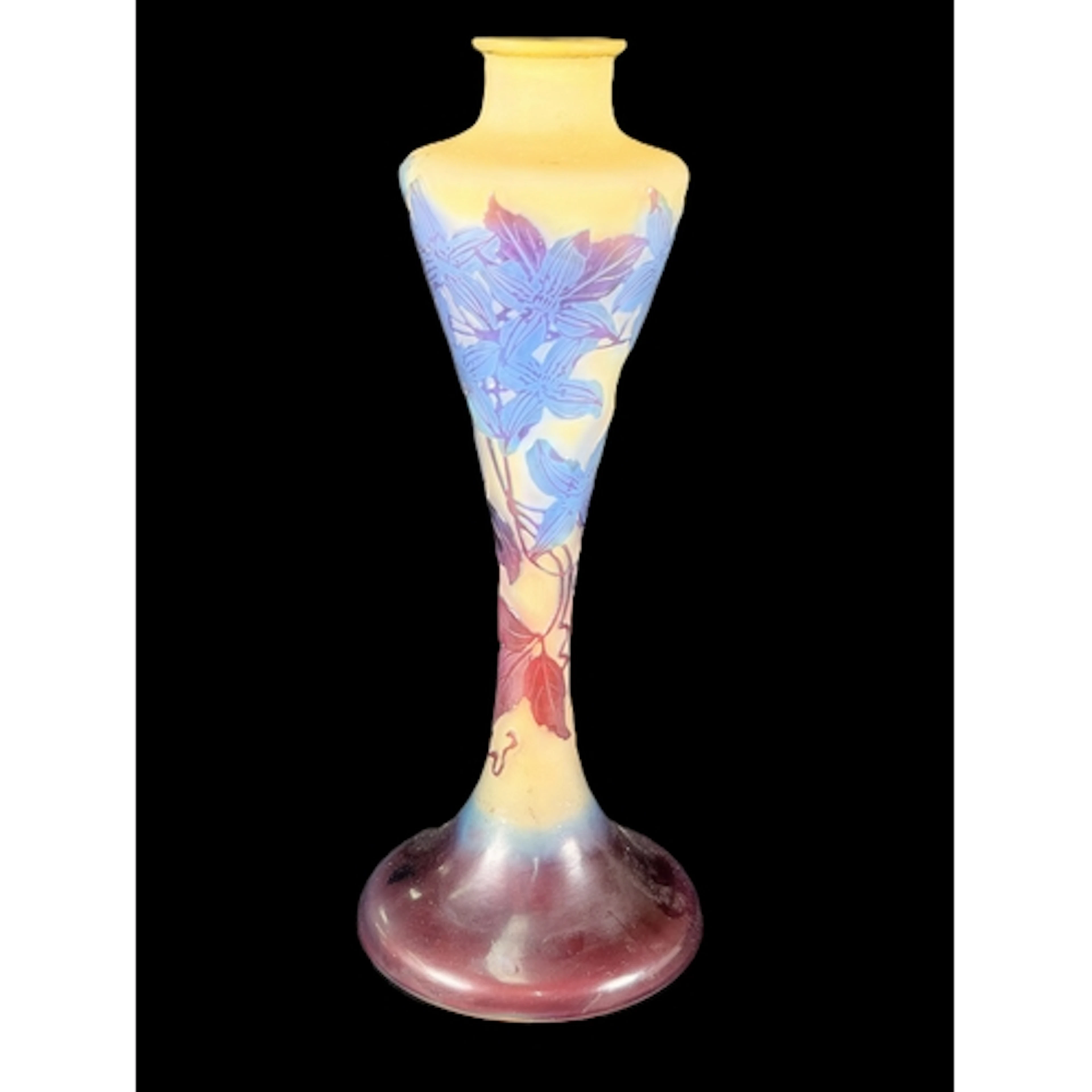 An Art Nouveau cameo vase/lamp base by Emile Galle, acid etc...
