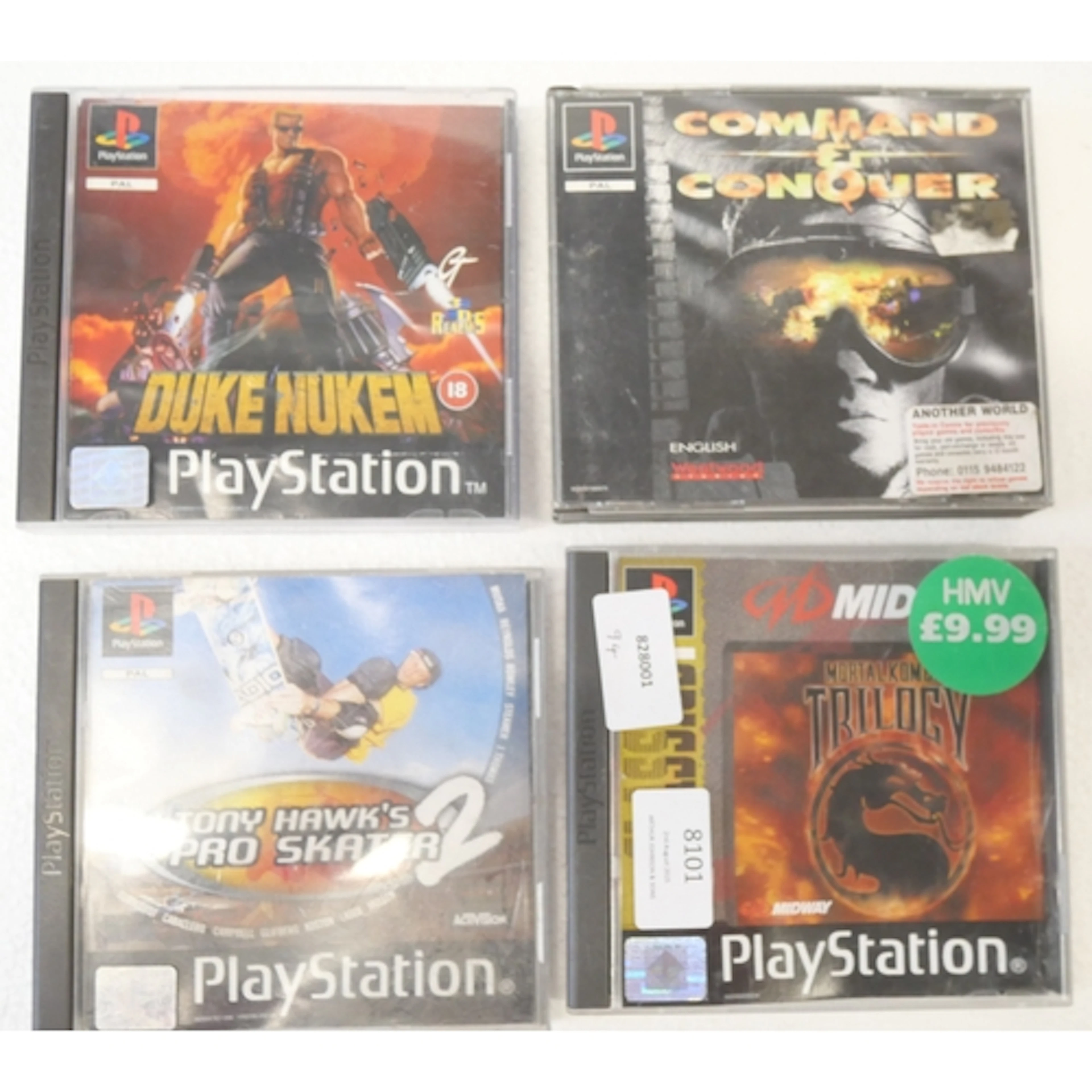 Four boxed PlayStation1 games including Mortal Kombat Trilog...