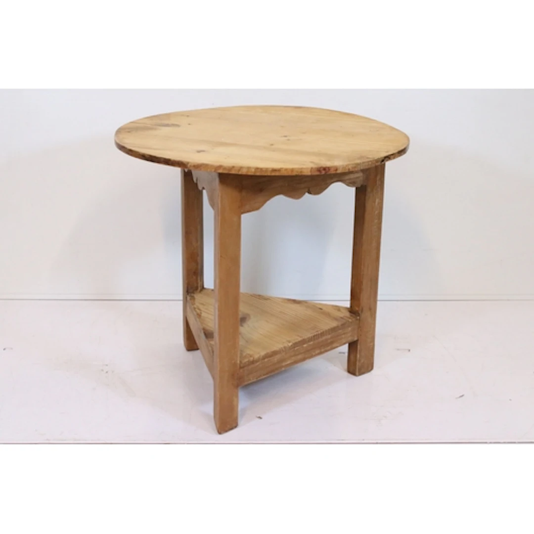 Late 19th / early 20th century pine side table, having circu...