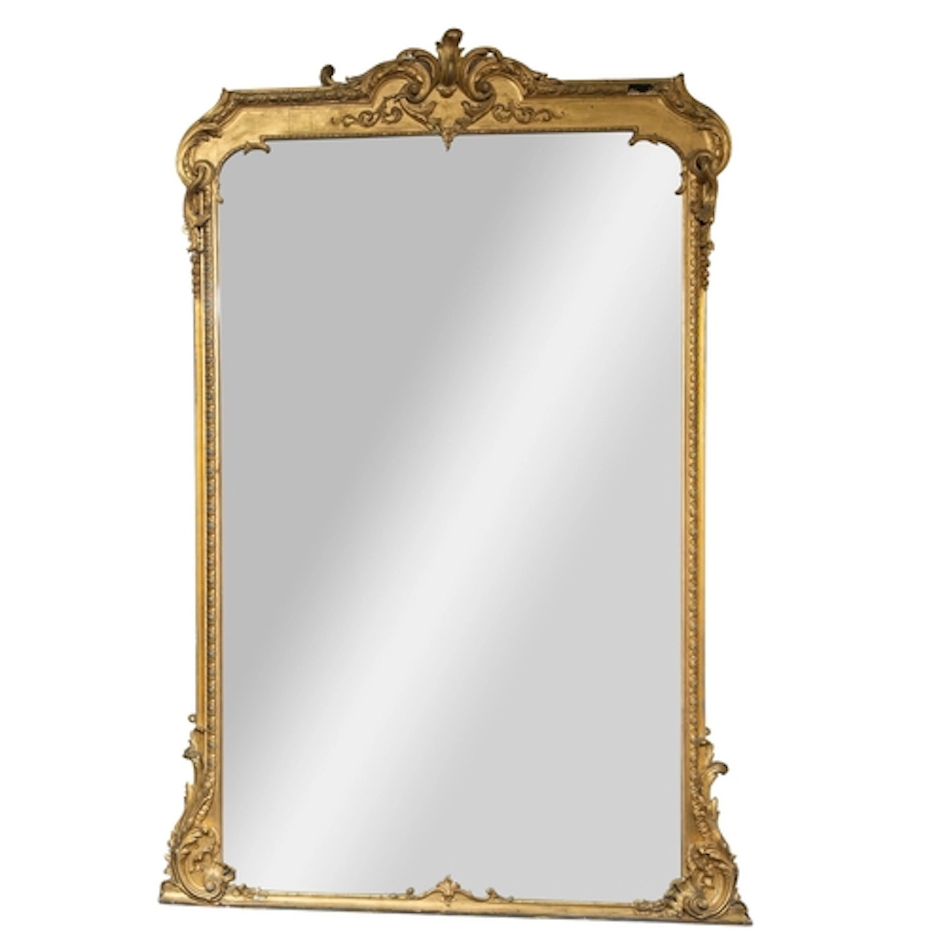 A substantial giltwood and composition framed rectangular wa...