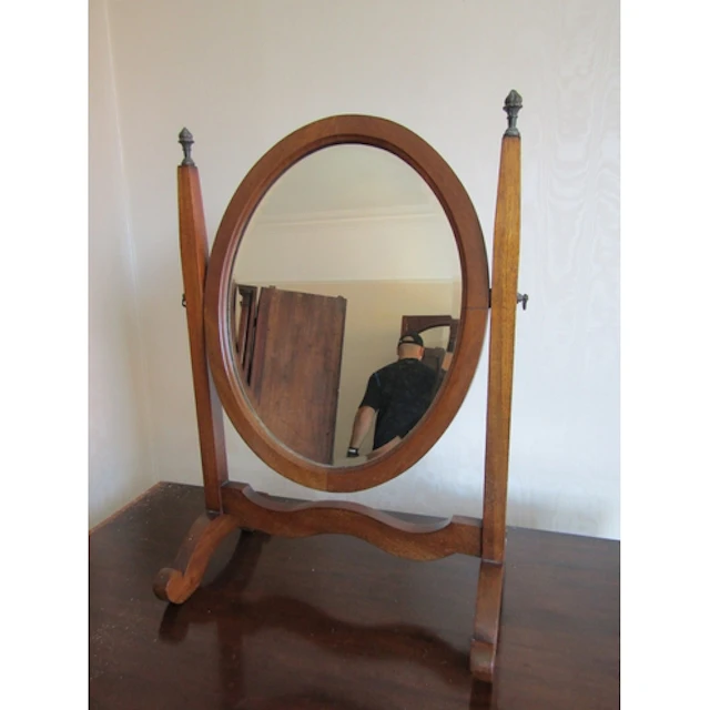 Antique Mahogany Dressing Table Mirror with Oval Mirror Appr...