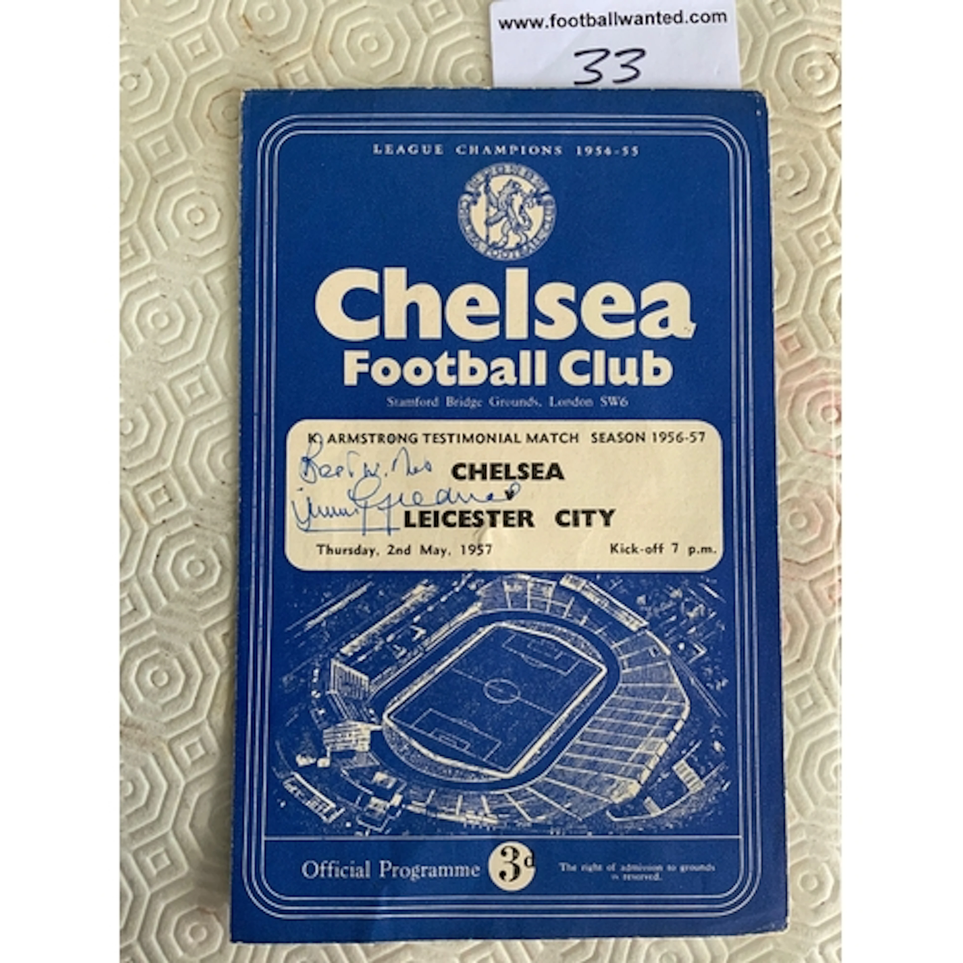 Jimmy Greaves 1st Ever Senior Football Match Signed Programm...