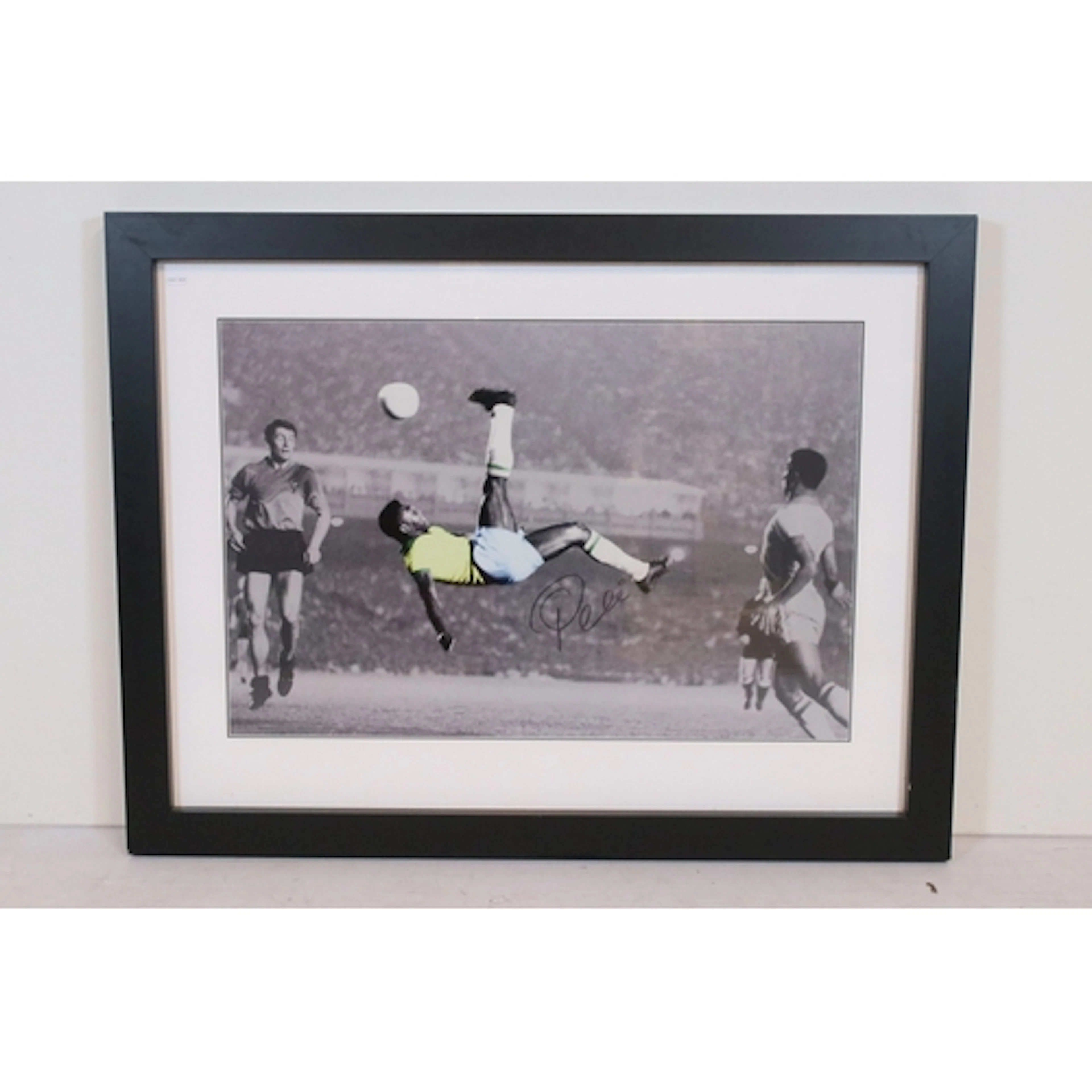 Football Autographs - Large framed & glazed Pele 'overhead ...
