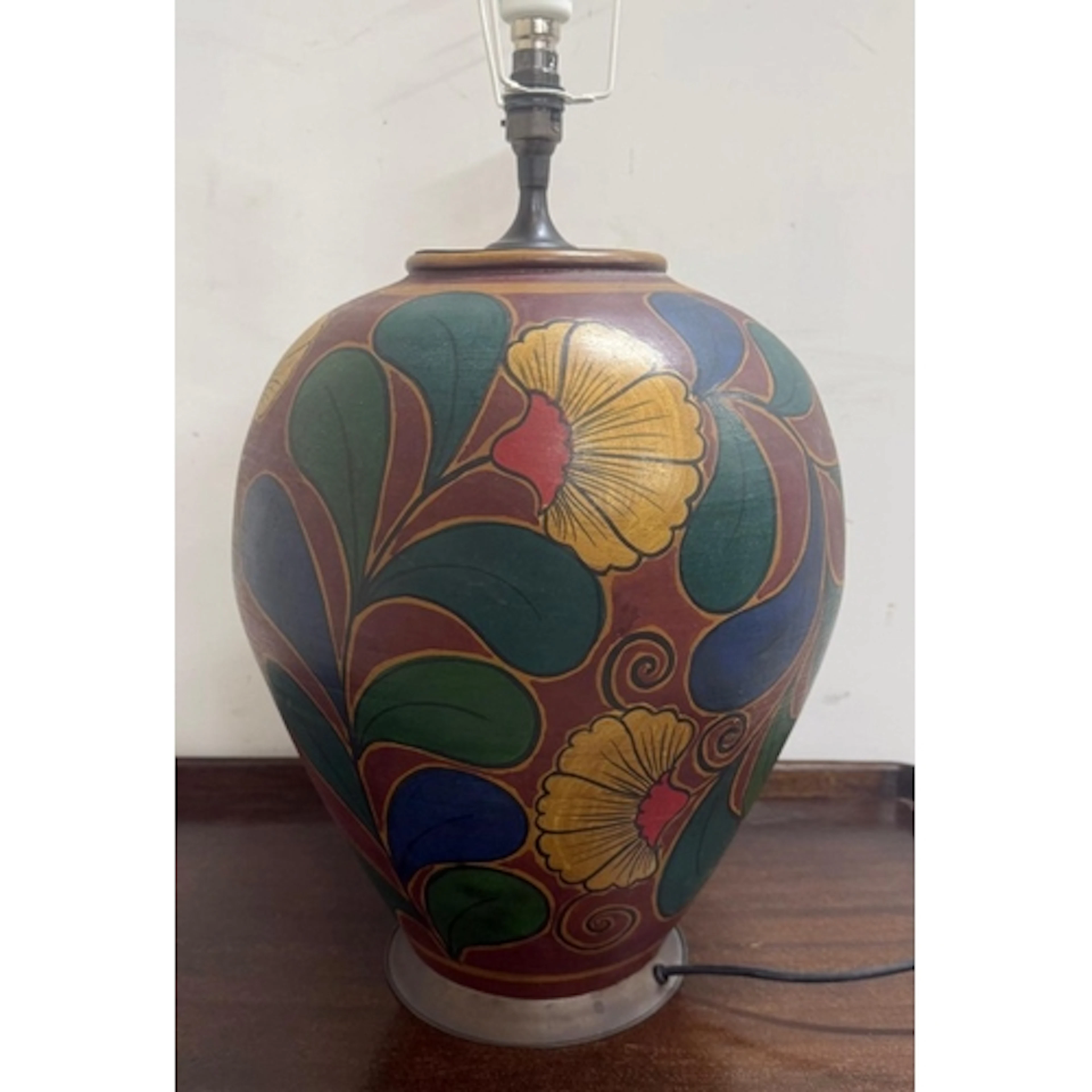 Painted brass floral lamp