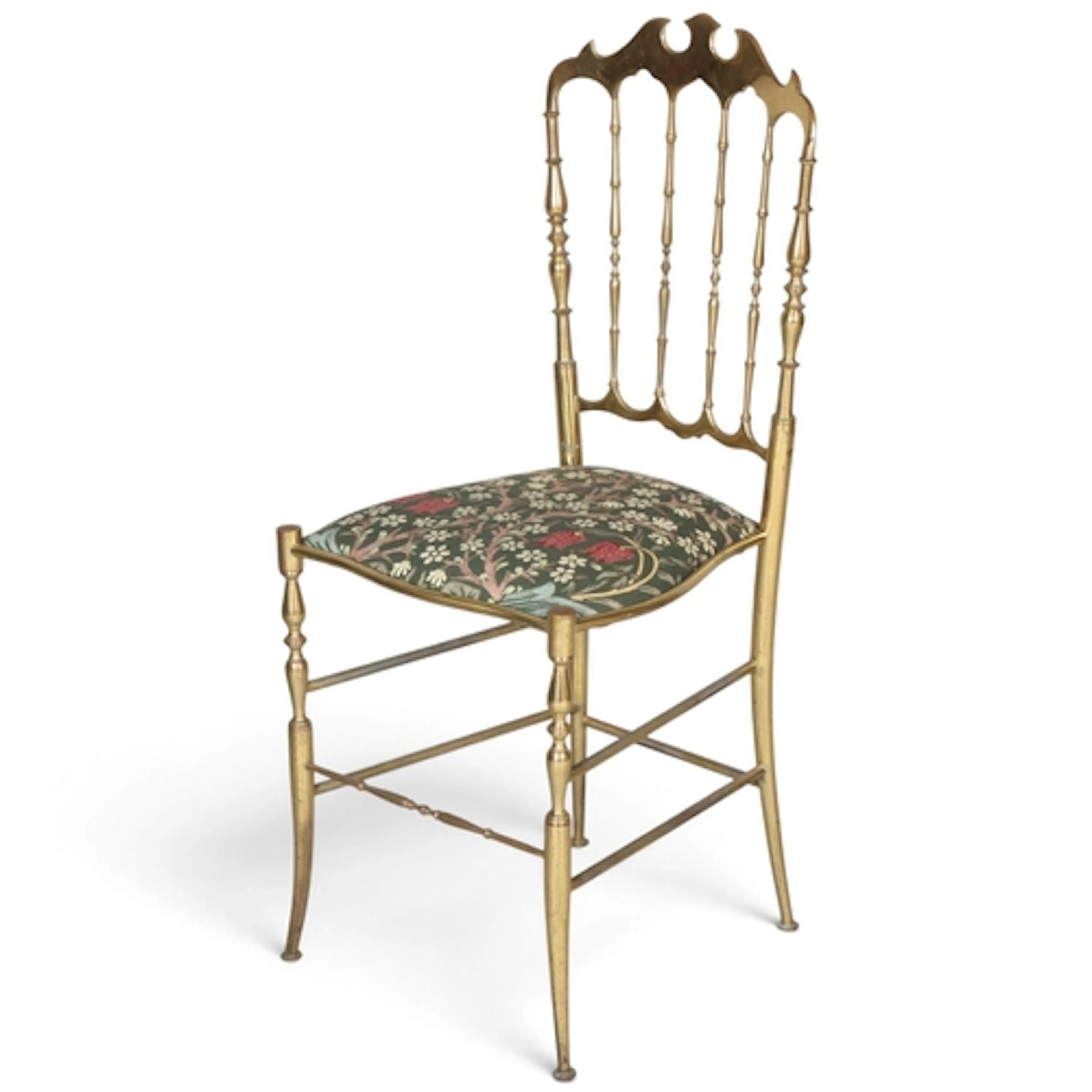 A mid-century brass frame Chiavari chair with William Morris...