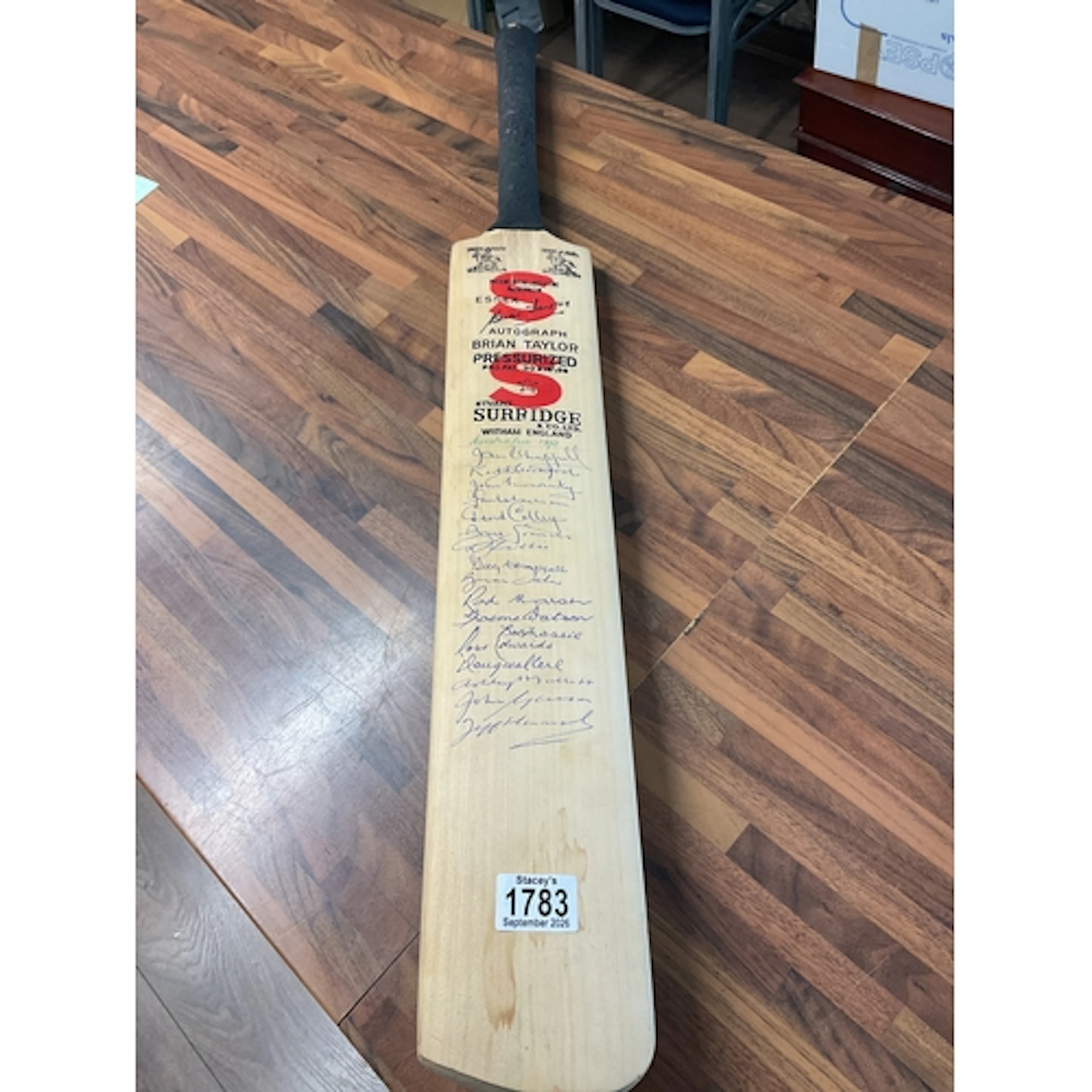 Signed cricket bat, Australia 72, Warwickshire and Essex. NO...