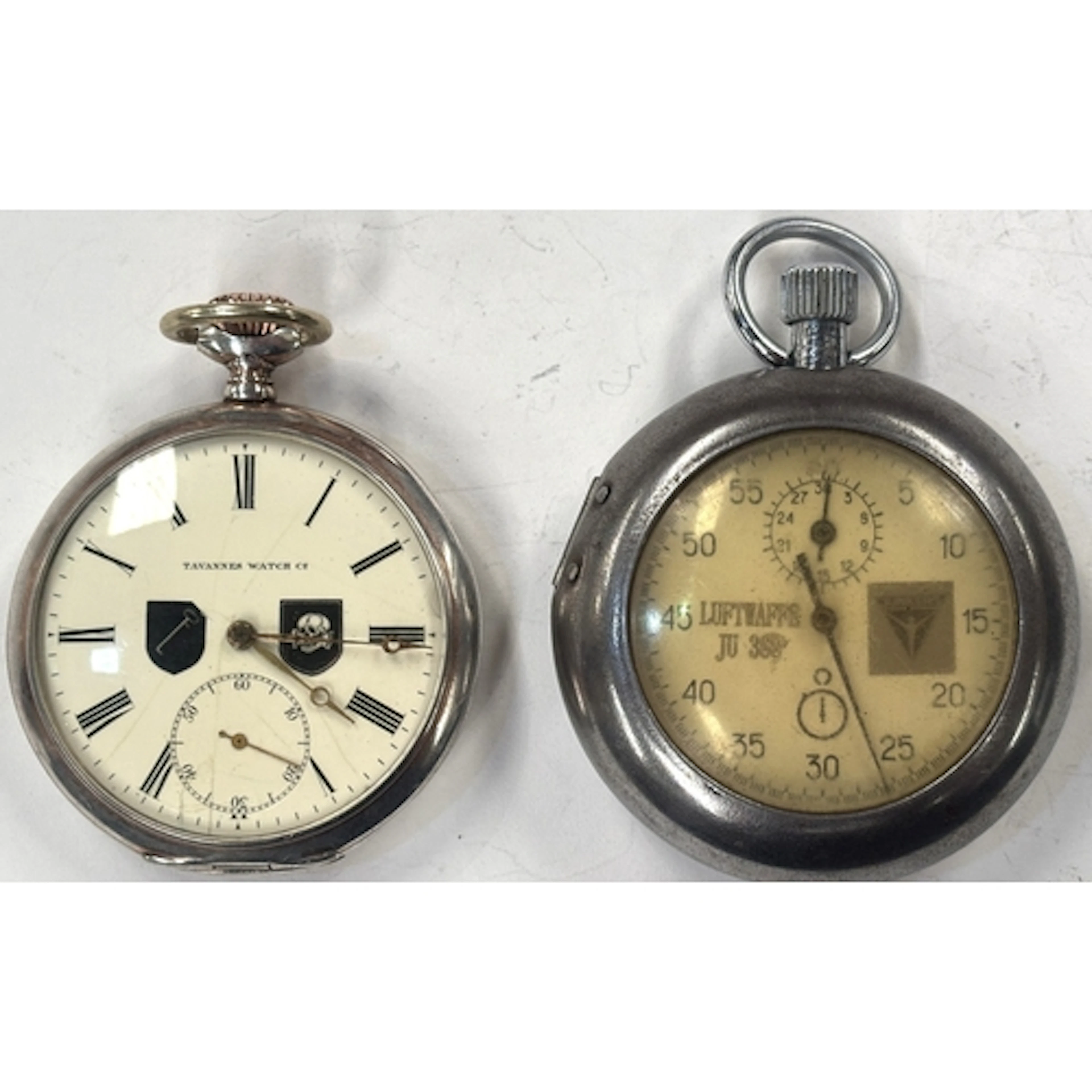 Two WWII period German pocket watches, one Luftwaffe JU388 a...