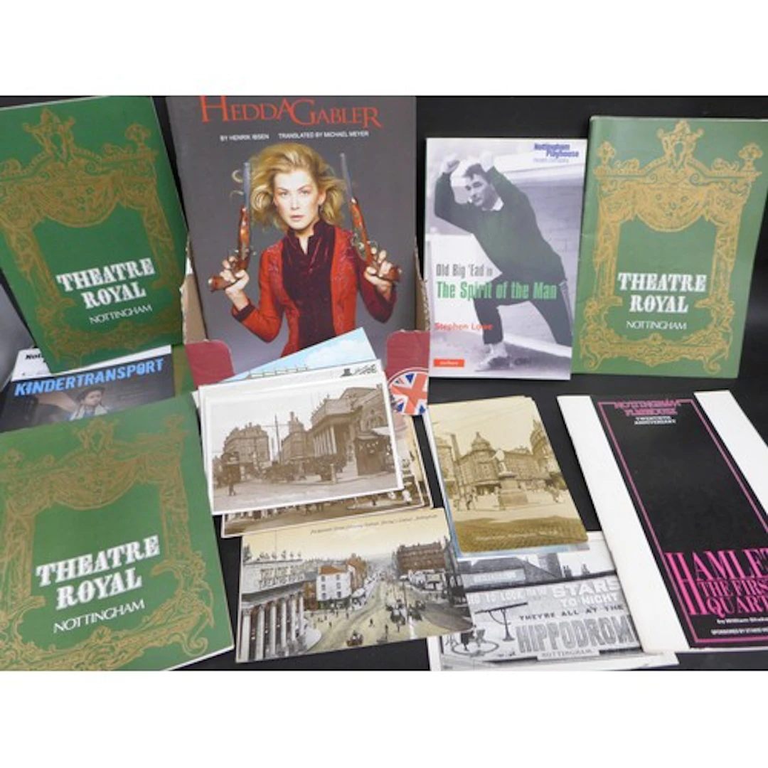 Postcards; a box of Nottingham theatre postcards and program...