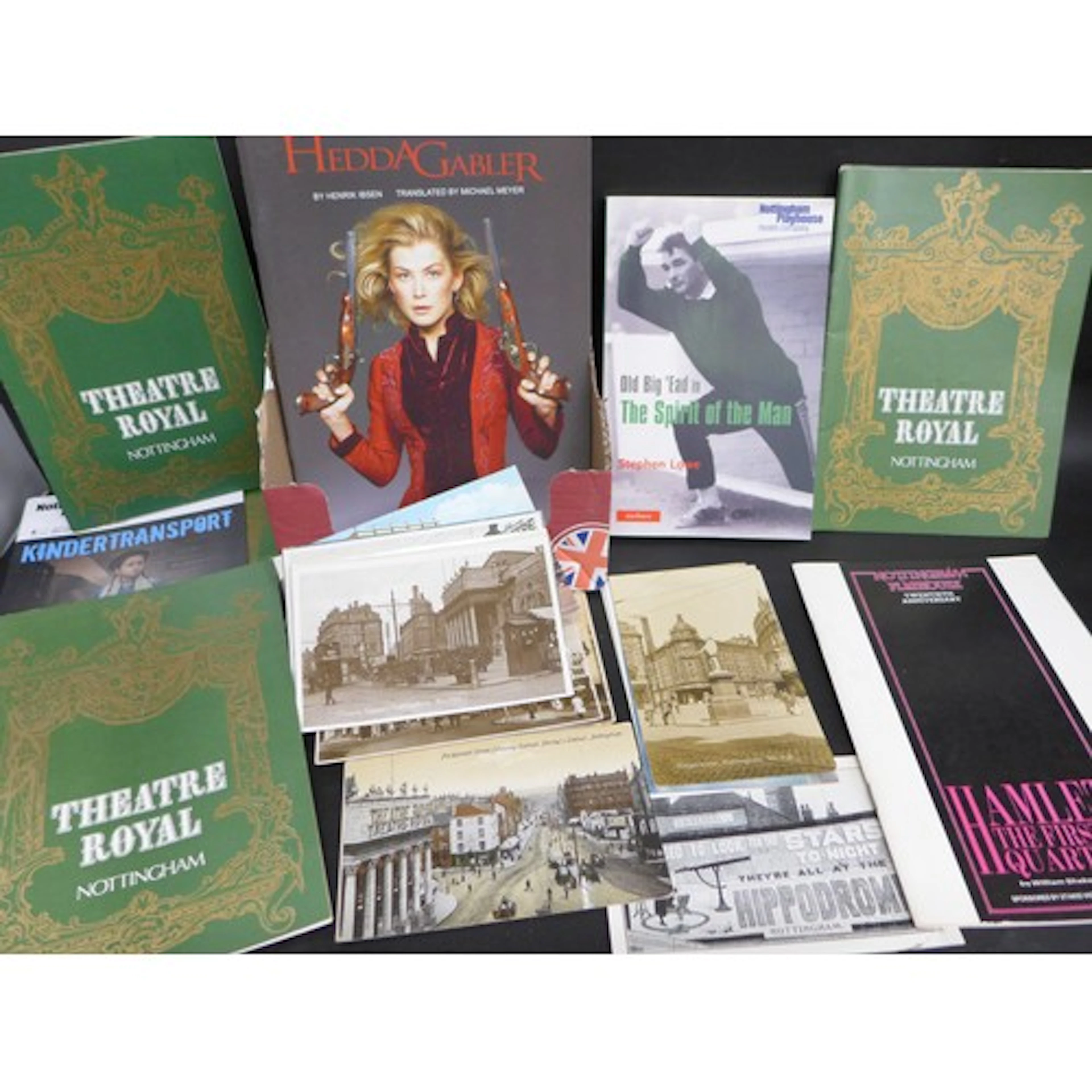 Postcards; a box of Nottingham theatre postcards and program...