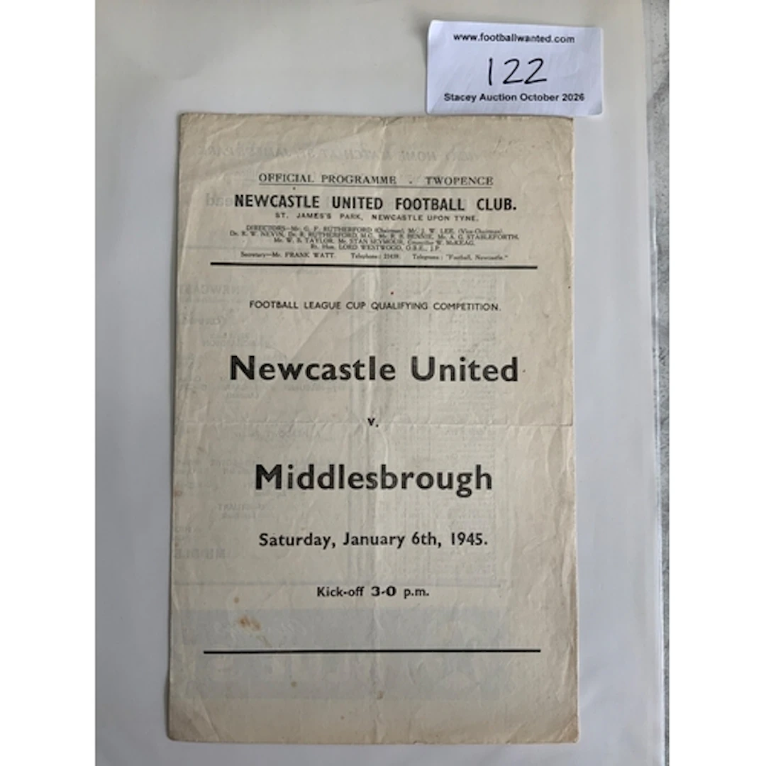 44/45 Newcastle v Middlesbrough Football Programme: Cup matc...