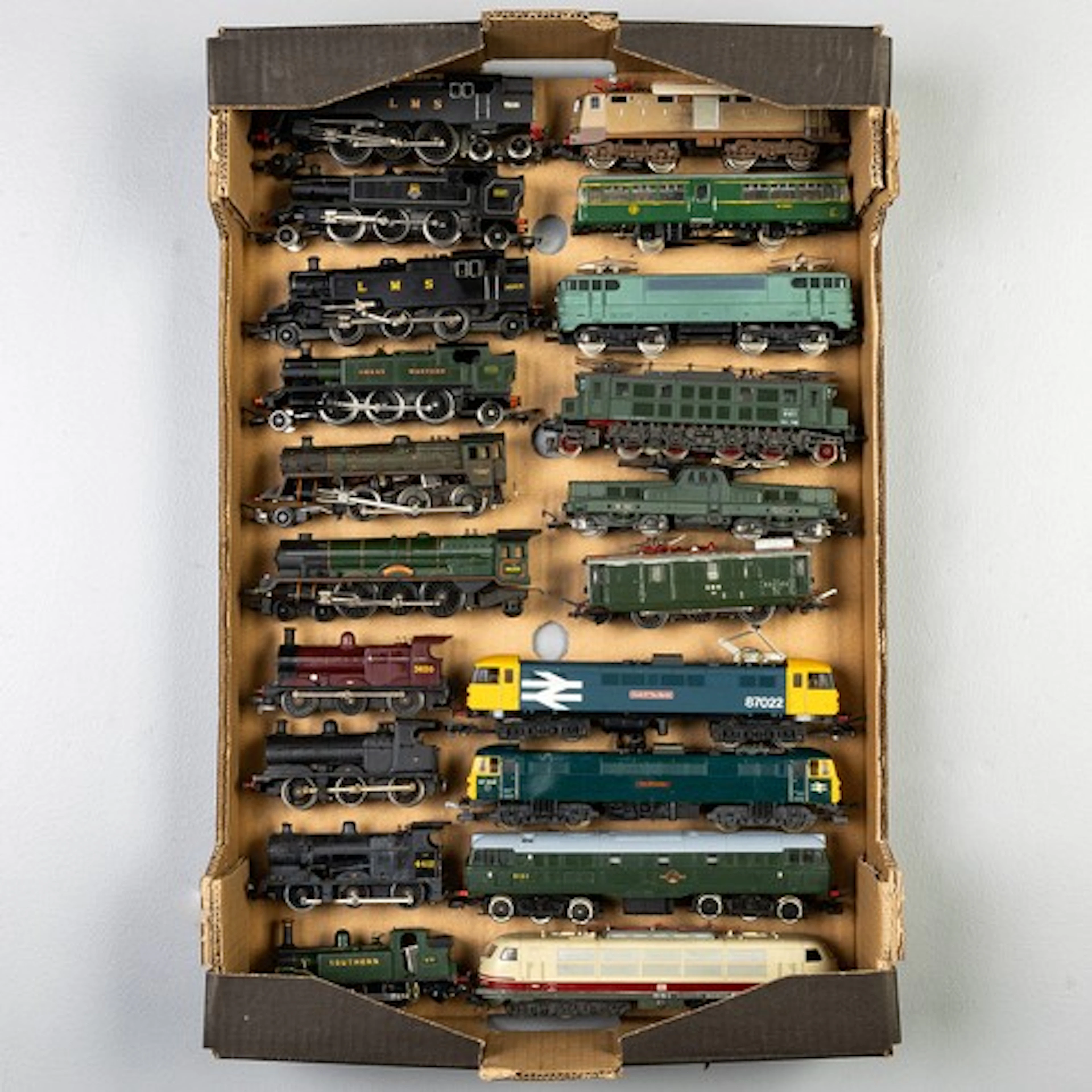 Fruit tray containing diesels and steam loco's to include ex...
