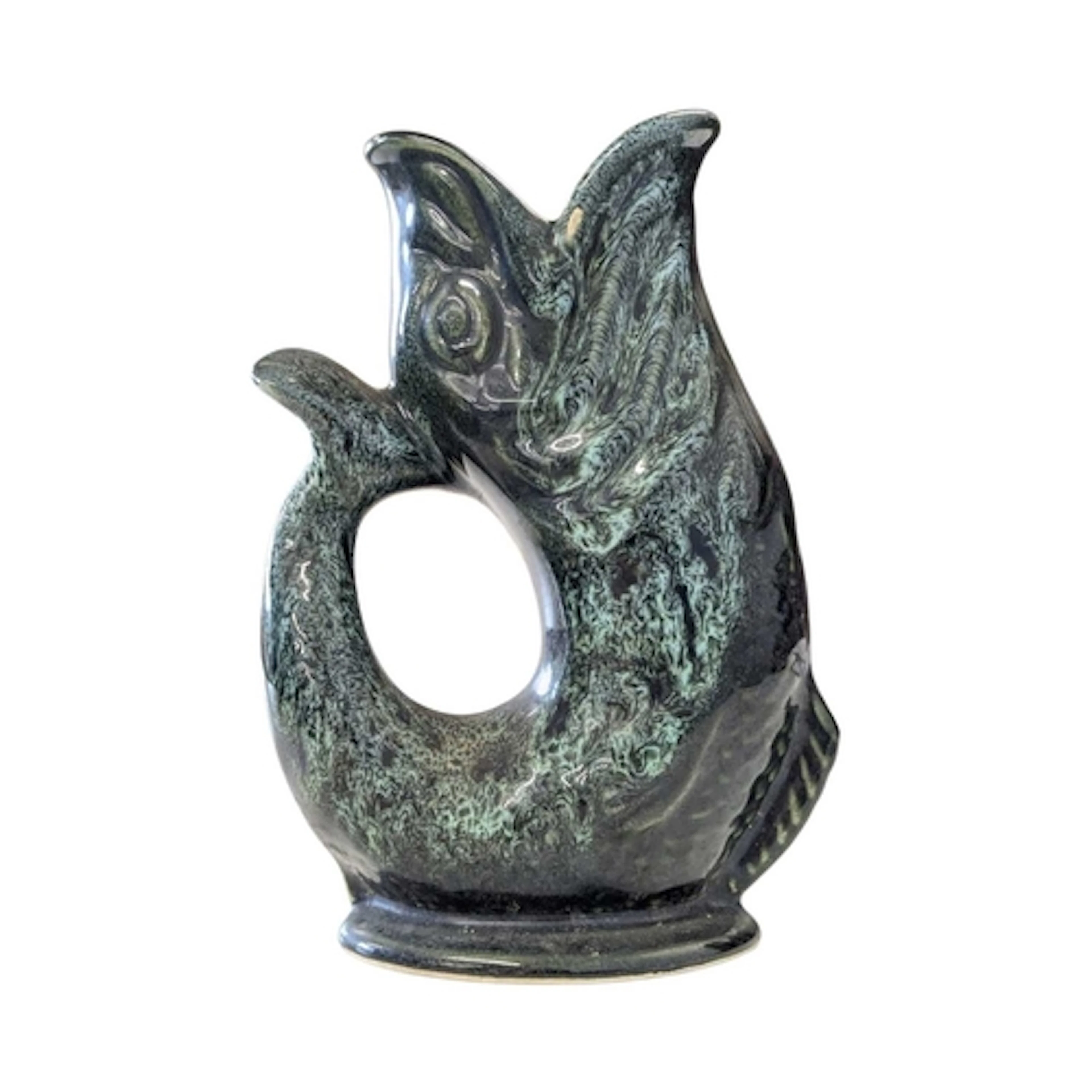 A vintage 20th century ceramic fish gluggle jug. The exampl...