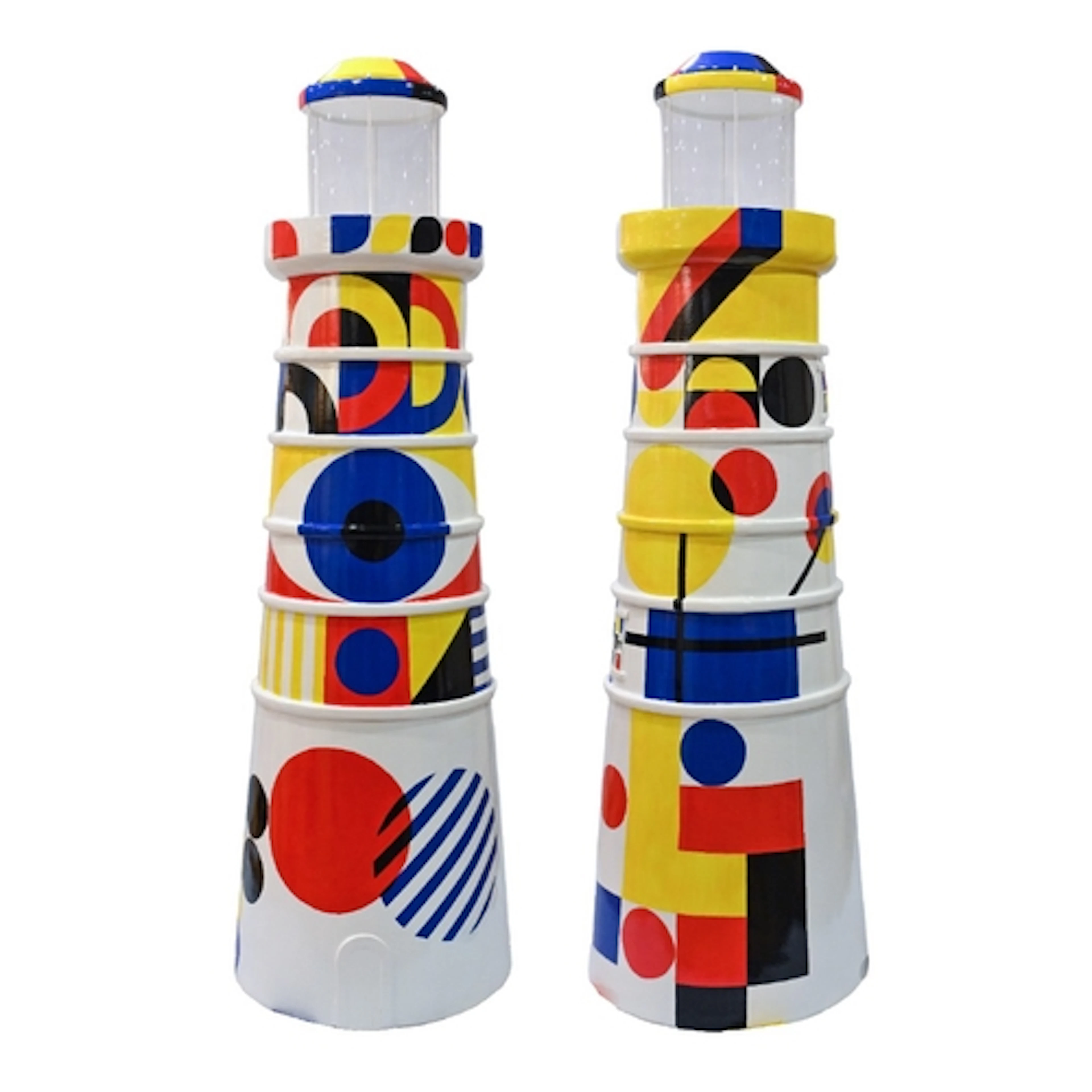 A large fibreglass sculpture "Lighthaus" painted by Tim Sutc...