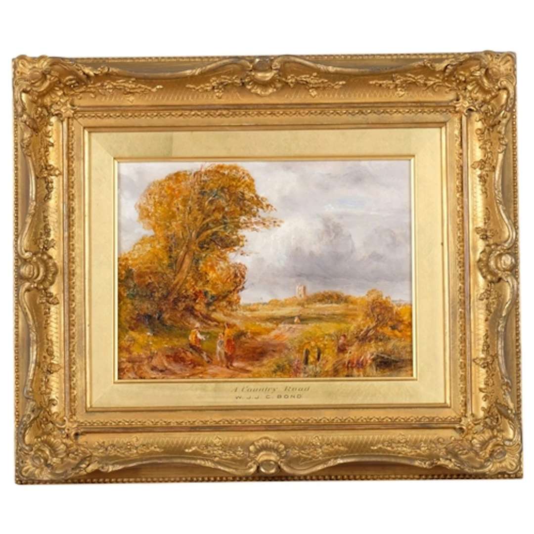 William Joseph Julius Bond (1833-1926), "A Country Road" oil...