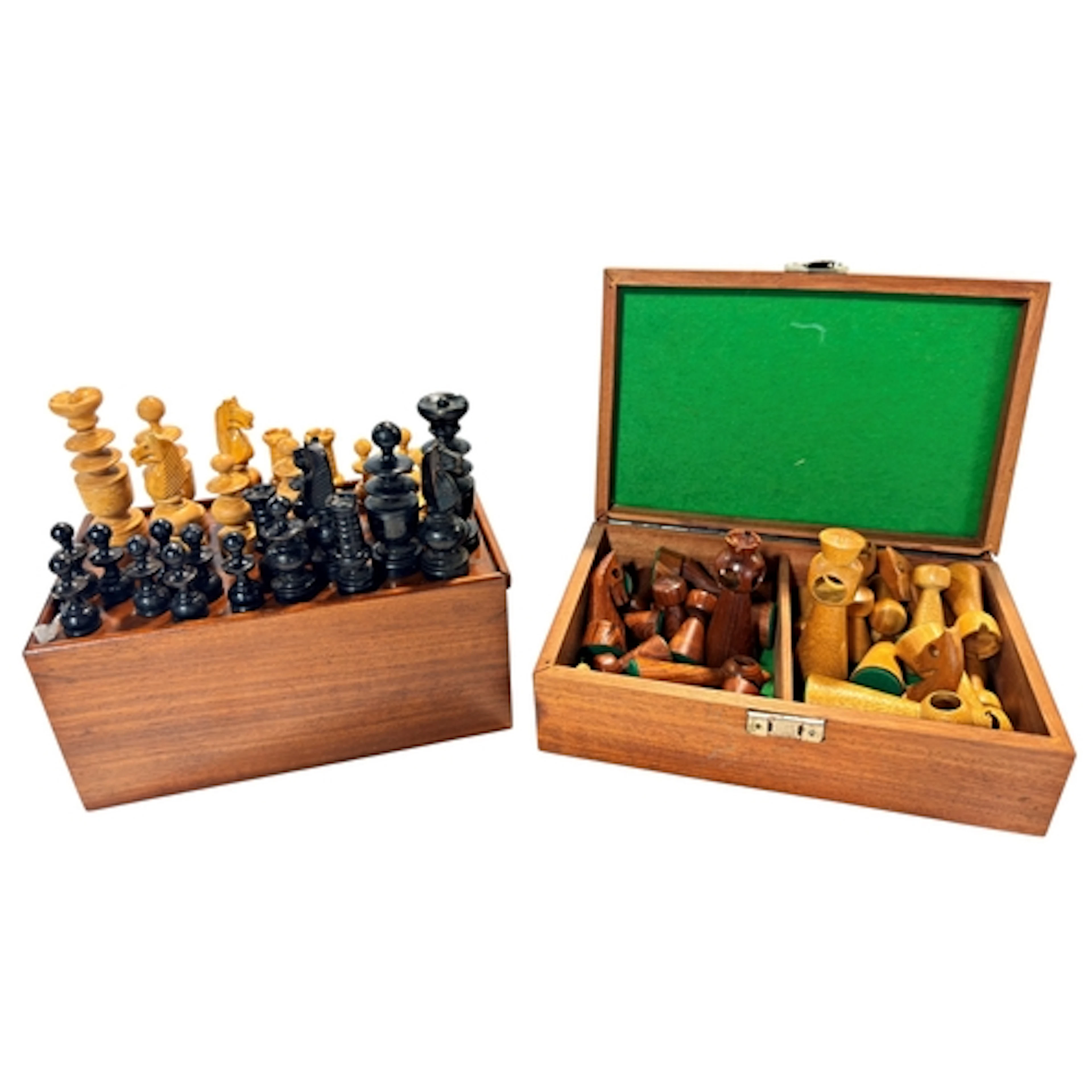 Two cased chess sets, one stained and turned, one possibly S...